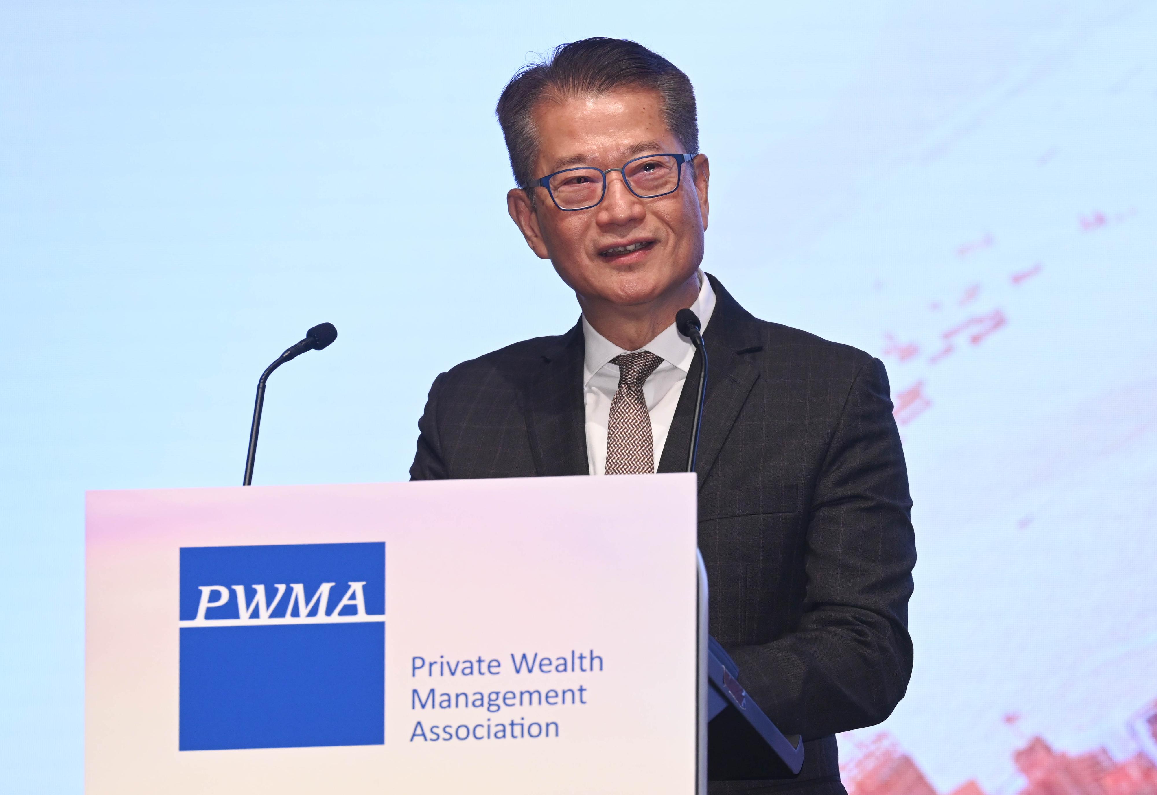 The Financial Secretary, Mr Paul Chan, speaks at the Private Wealth Management Association Wealth Management Summit 2024 today (November 22).





