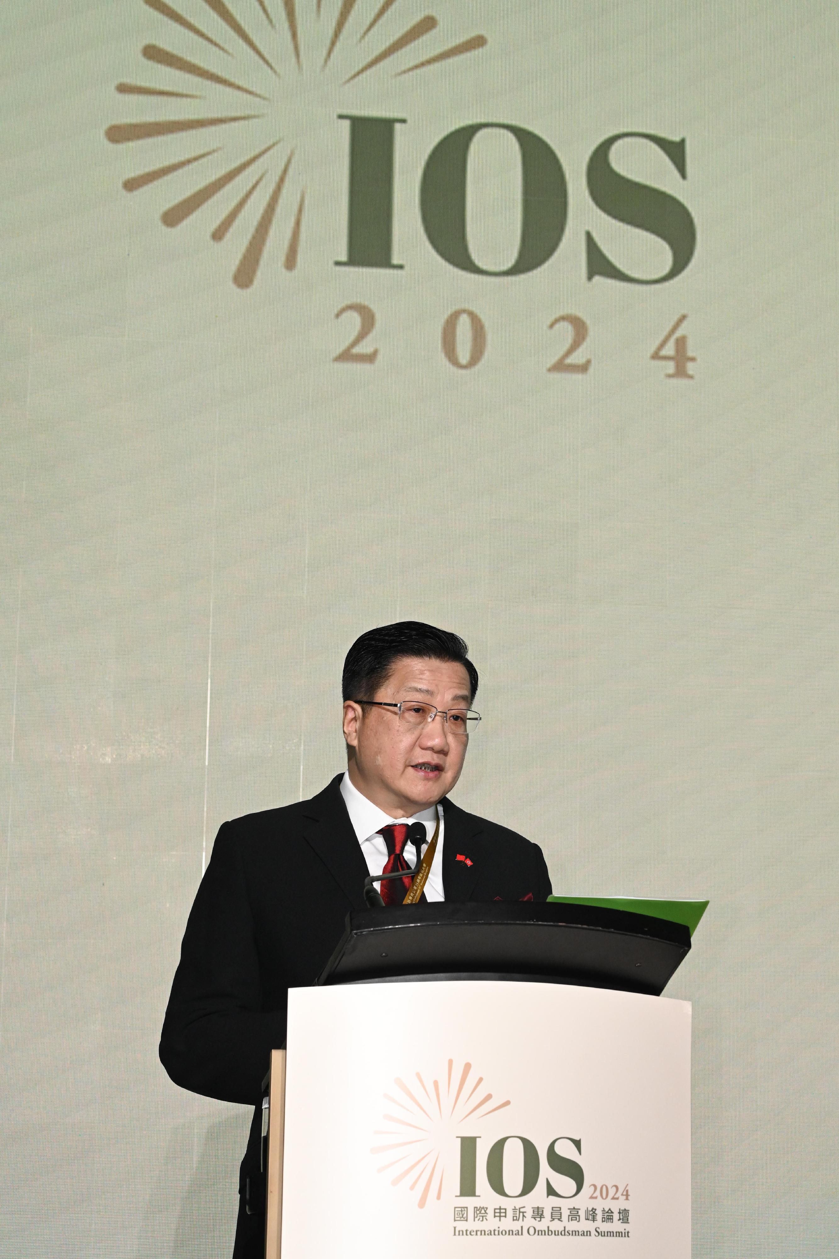 The Ombudsman, Mr Jack Chan, delivers his welcoming remarks at the opening ceremony of the International Ombudsman Summit 2024 today (December 3).
