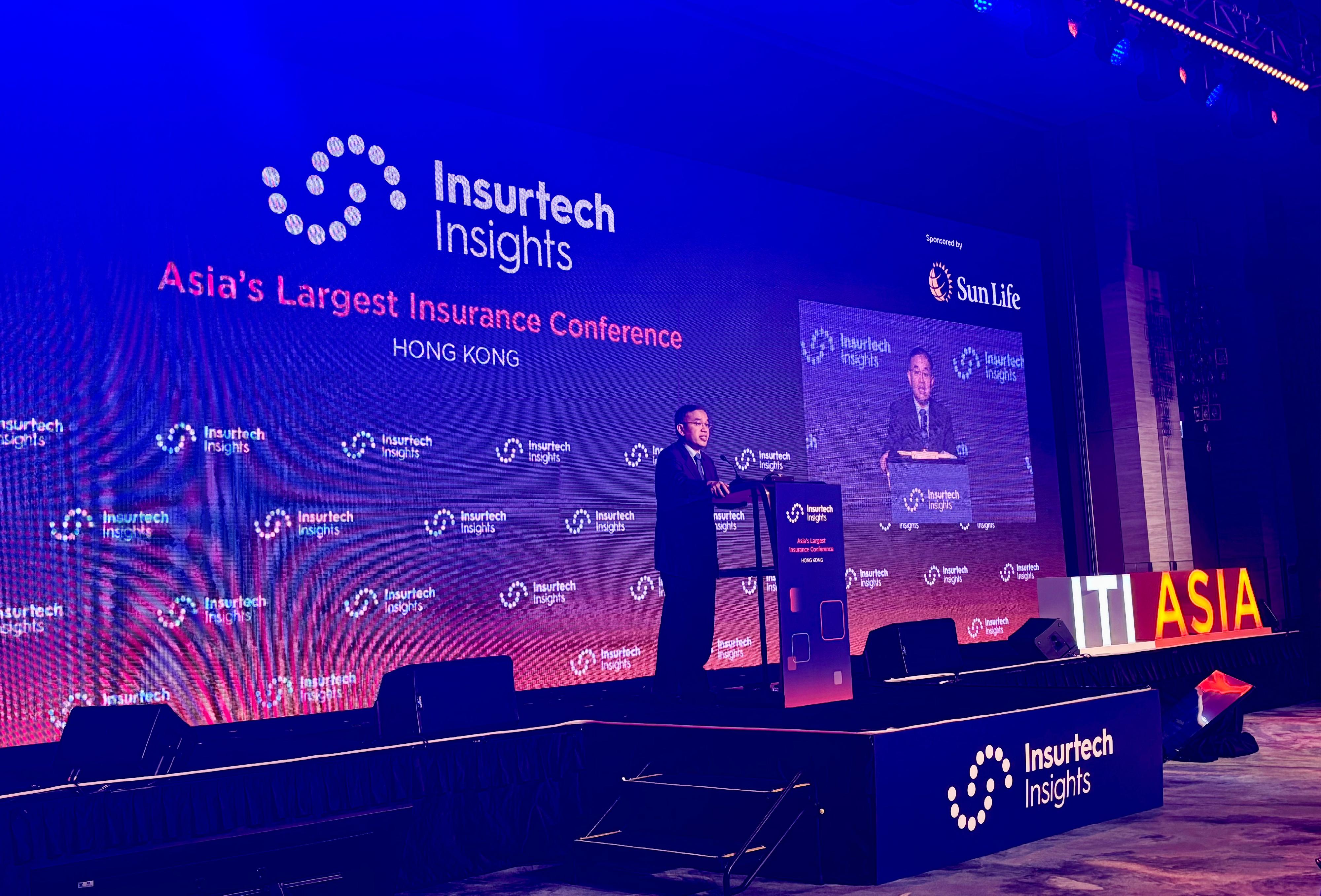 The Secretary for Financial Services and the Treasury, Mr Christopher Hui, delivers a speech at the Insurtech Insights Asia Conference 2024 today (December 4).