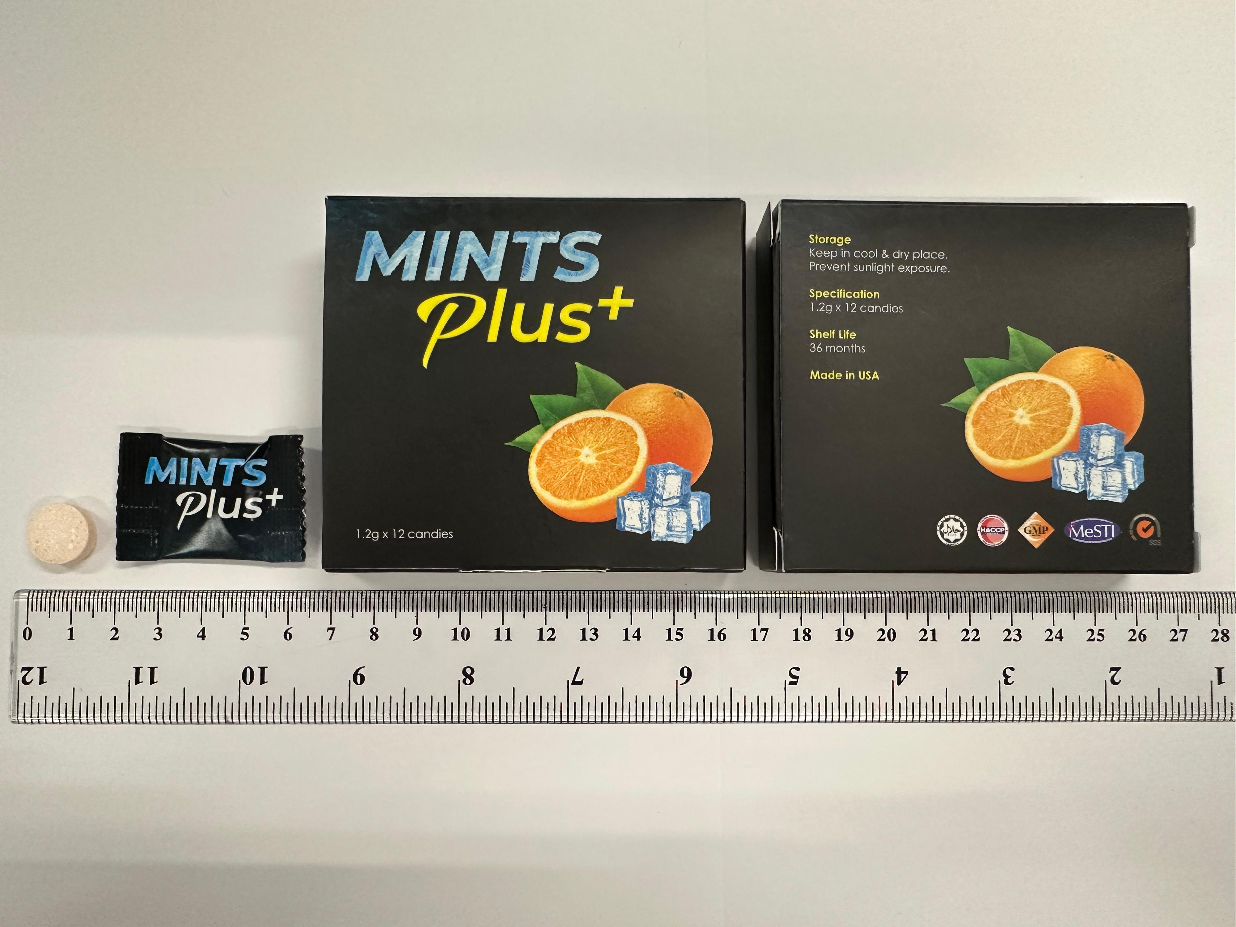 The Department of Health today (December 12) urged the public not to buy or consume a product called MINTS Plus+, packaged as a candy, as it was found to contain an undeclared controlled drug ingredient. Improper use can pose serious health risks, especially to patients with heart problems.