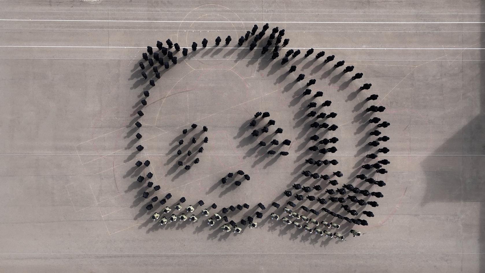 Hong Kong Customs held the Passing-out Parade. Photo shows the parade forming the pattern of a giant panda.