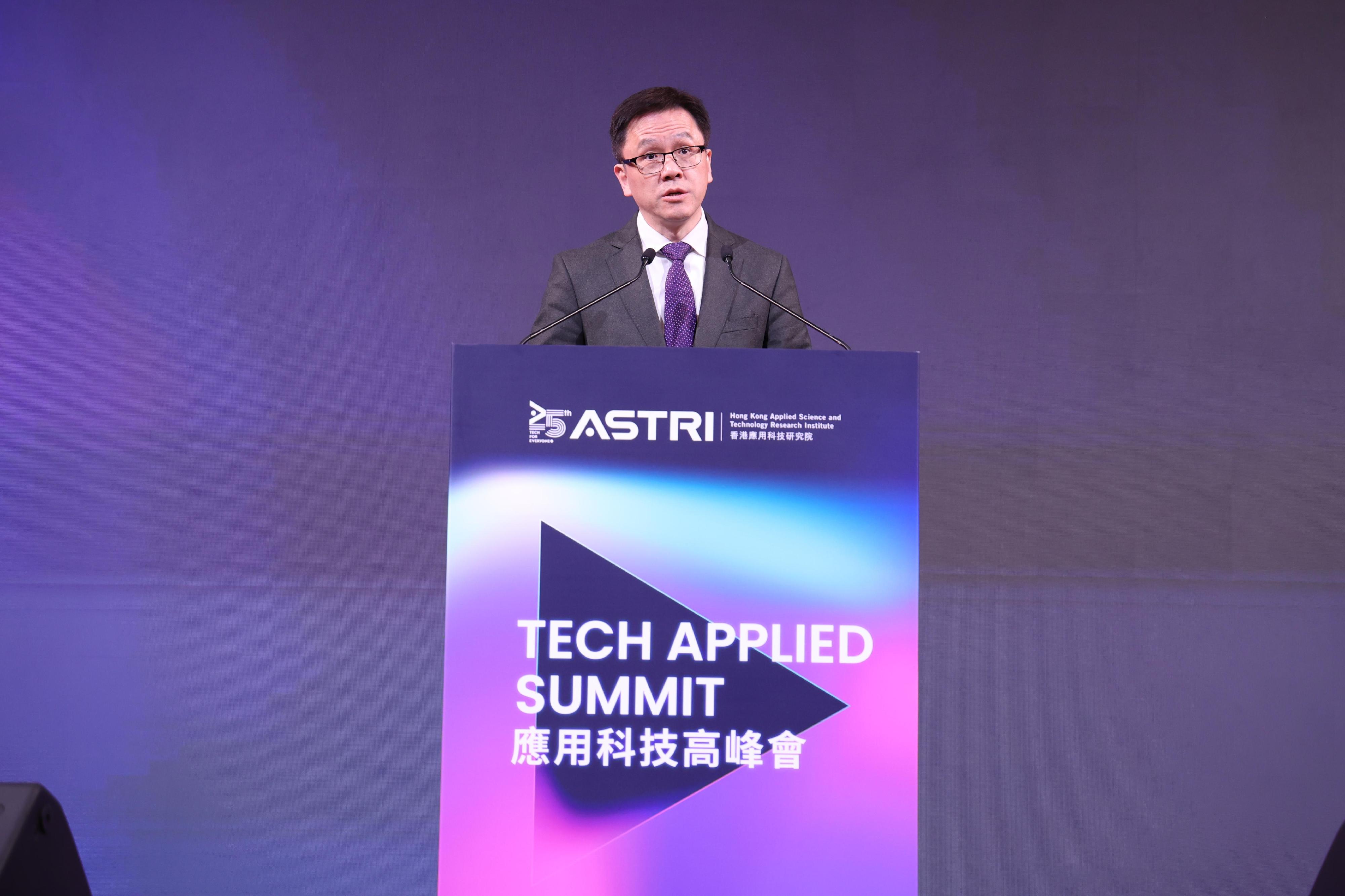 The Secretary for Innovation, Technology and Industry, Professor Sun Dong, today (February 10) addresses the Tech Applied Summit organised by the Hong Kong Applied Science and Technology Research Institute.



