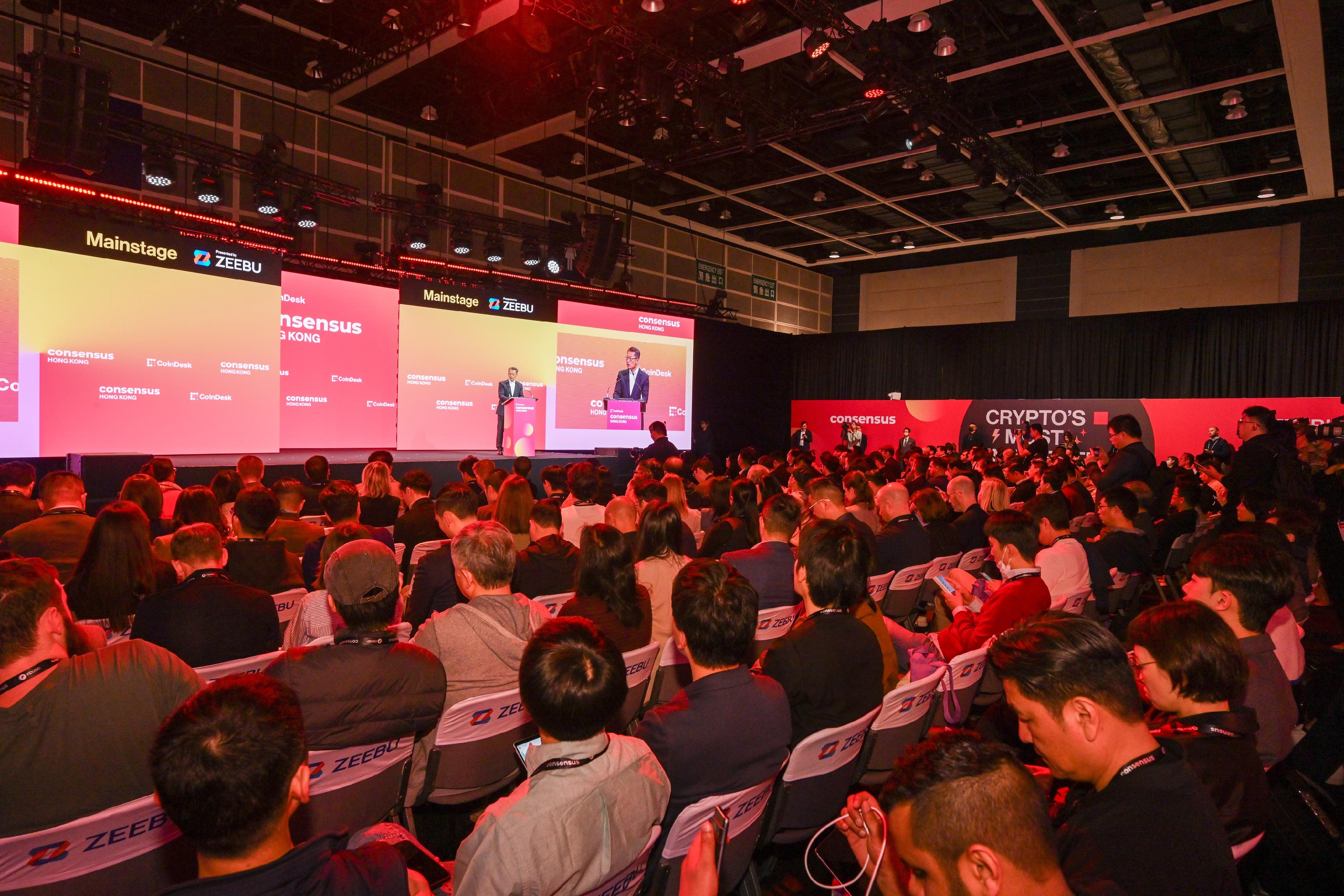 The Financial Secretary, Mr Paul Chan, speaks at Consensus Hong Kong 2025 today (February 19). 