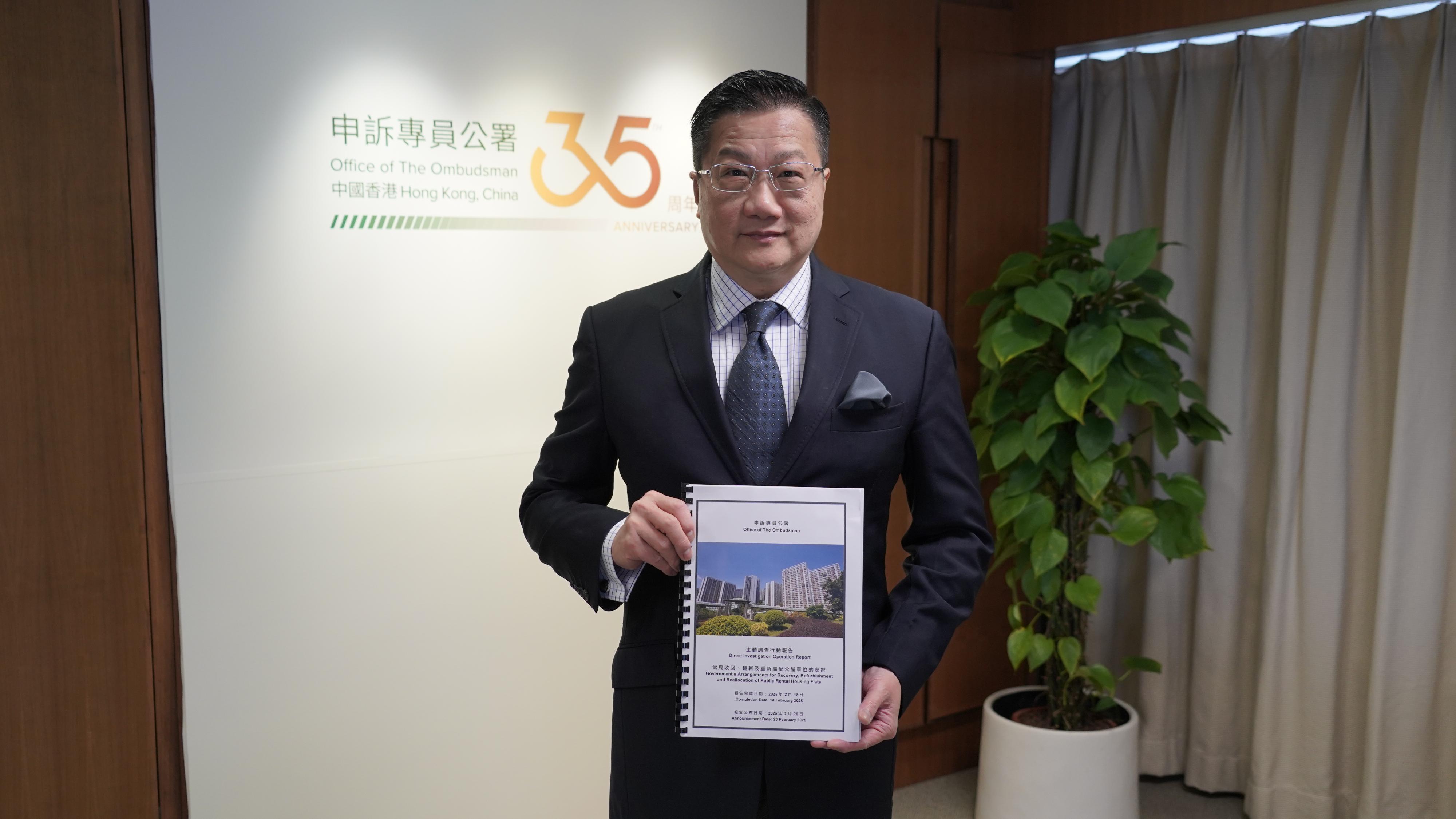 The Ombudsman, Mr Jack Chan, holds a press conference today (February 20) to announce the results of a direct investigation operation into the Government's arrangements for the recovery, refurbishment and reallocation of public rental housing flats.