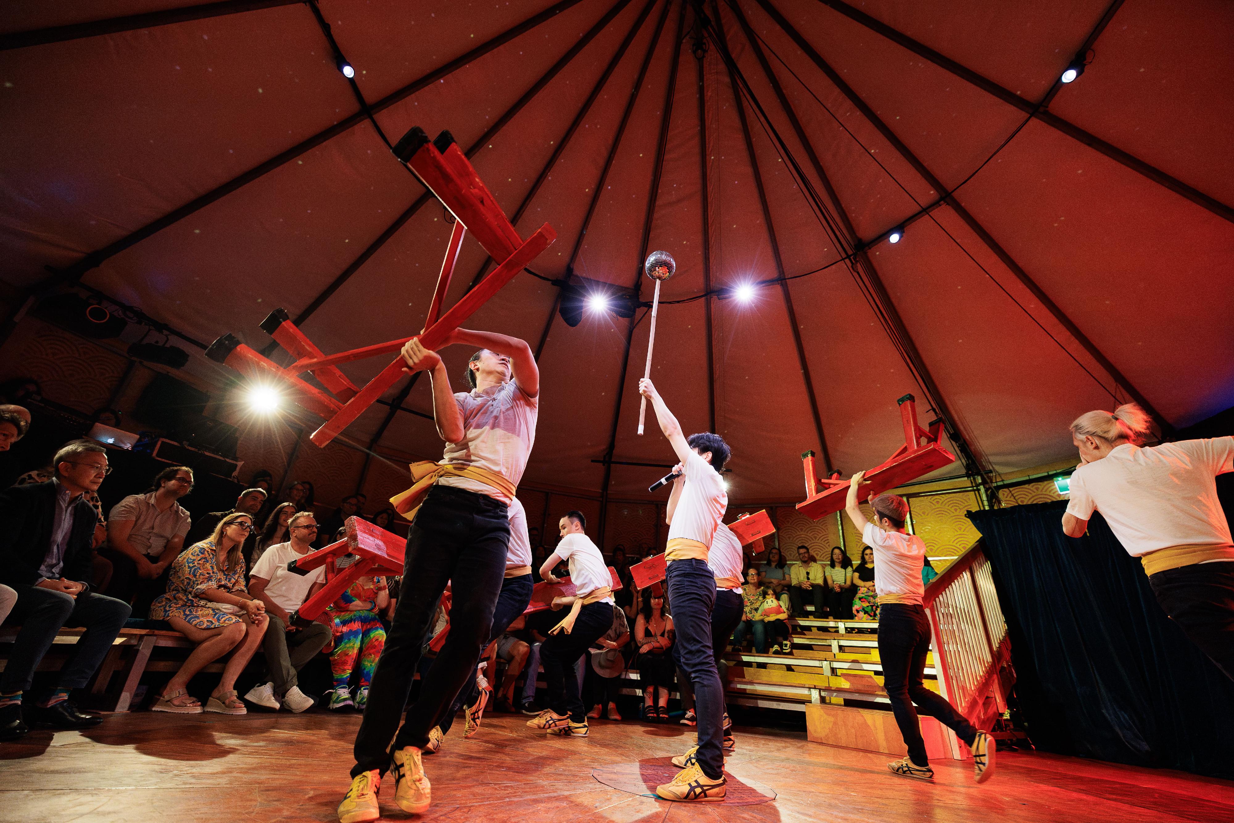 The Hong Kong Economic and Trade Office, Sydney is supporting contemporary art platform Hong Kong Soul to stage four Hong Kong performance programmes at the Adelaide Fringe from February 21 to March 10, showcasing Hong Kong's unique East-meets-West art culture and the talent of Hong Kong artists. Photo shows the premiere show of award-winning physical theatre performance "No Dragon No Lion" by TS Crew on February 21.