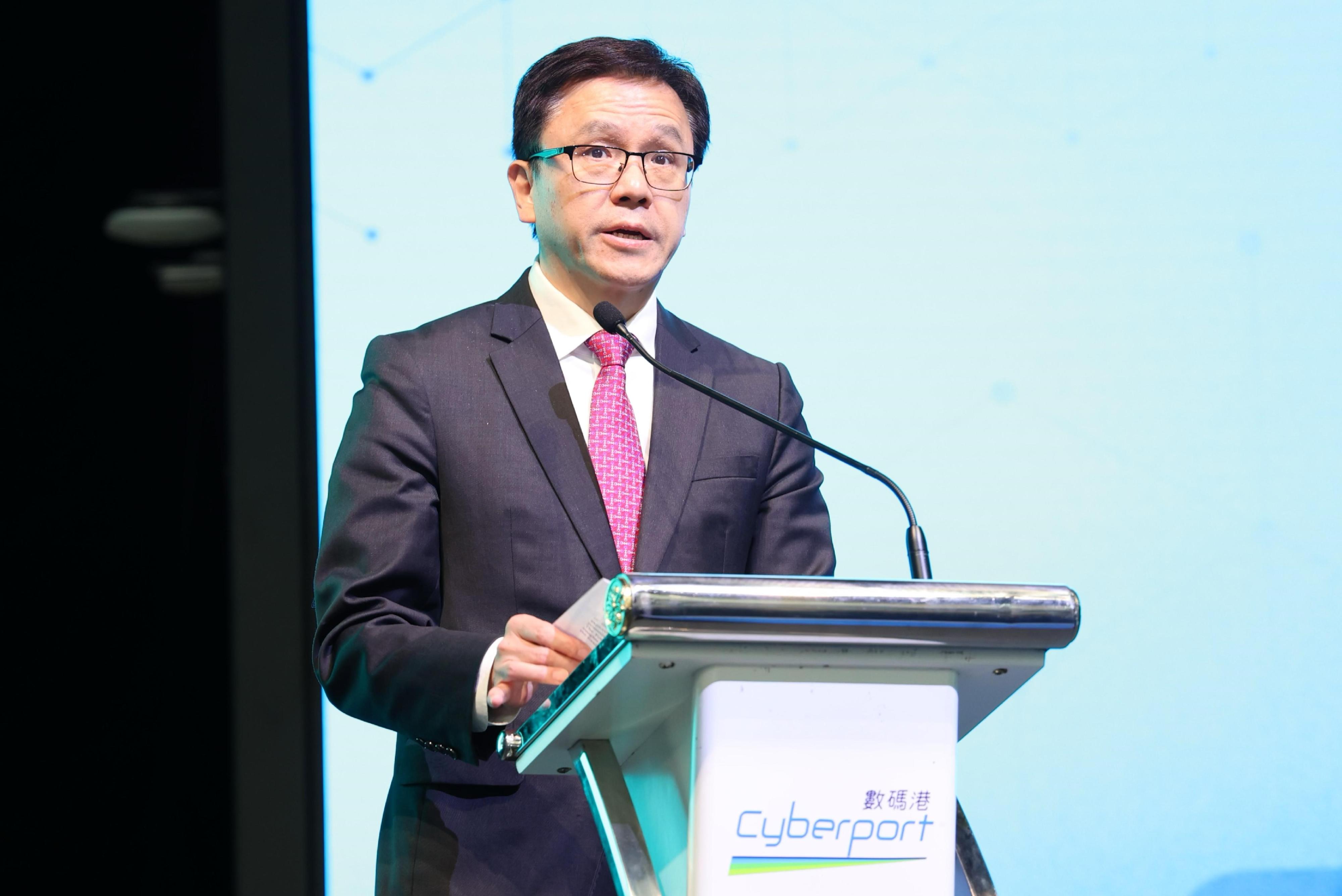 The Secretary for Innovation, Techology and Industry, Professor Sun Dong, speaks at the AI Action Summit 2025 - AI STR (Safety, Trust, and Responsibility) Forum today (February 27).