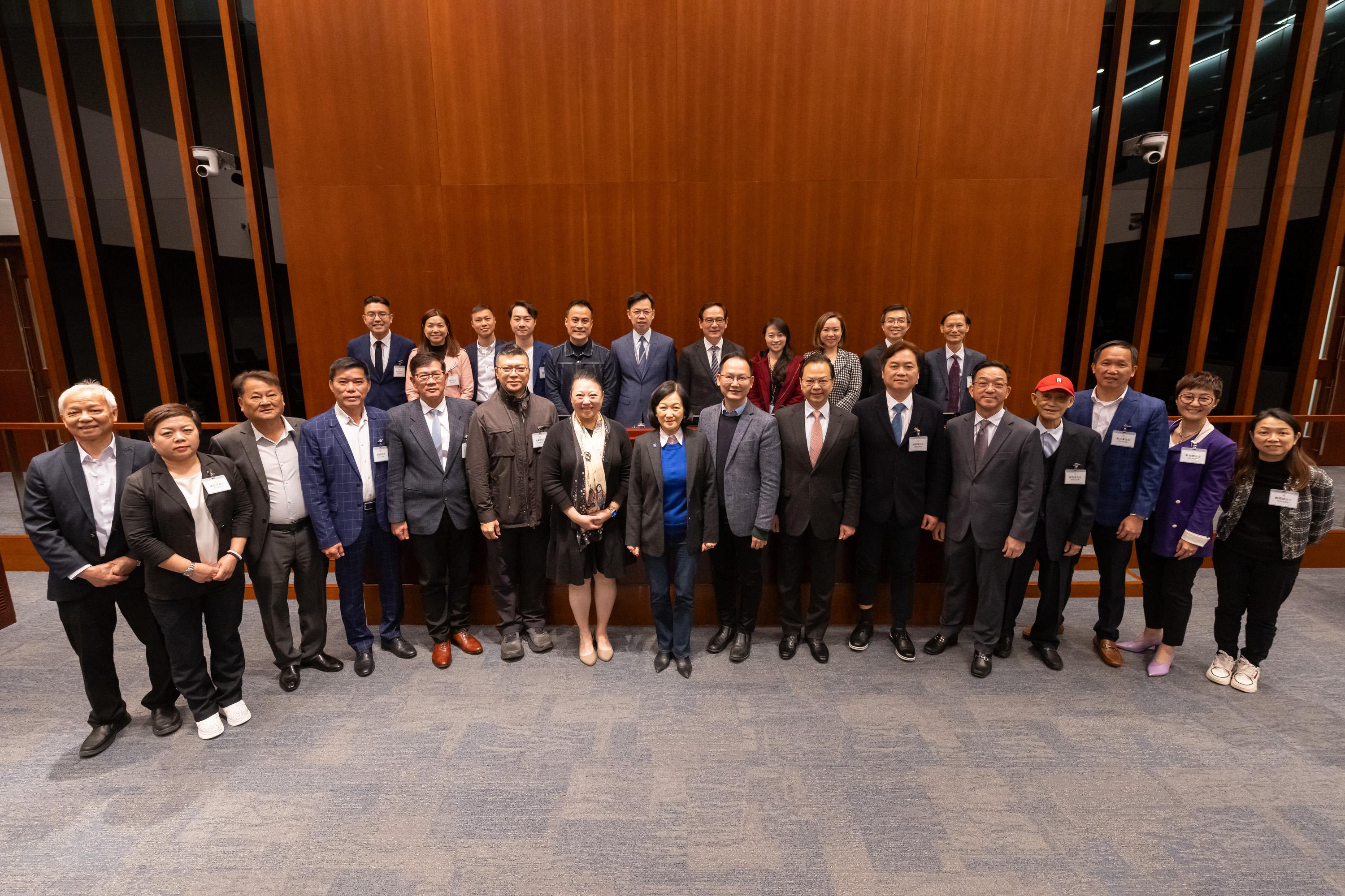 Legislative Council (LegCo) Members meets with Yuen Long District Council (DC) and Islands DC members at the LegCo Complex today (February 28). Photo shows Members of LegCo and Islands DC after the meeting held in the LegCo Complex.