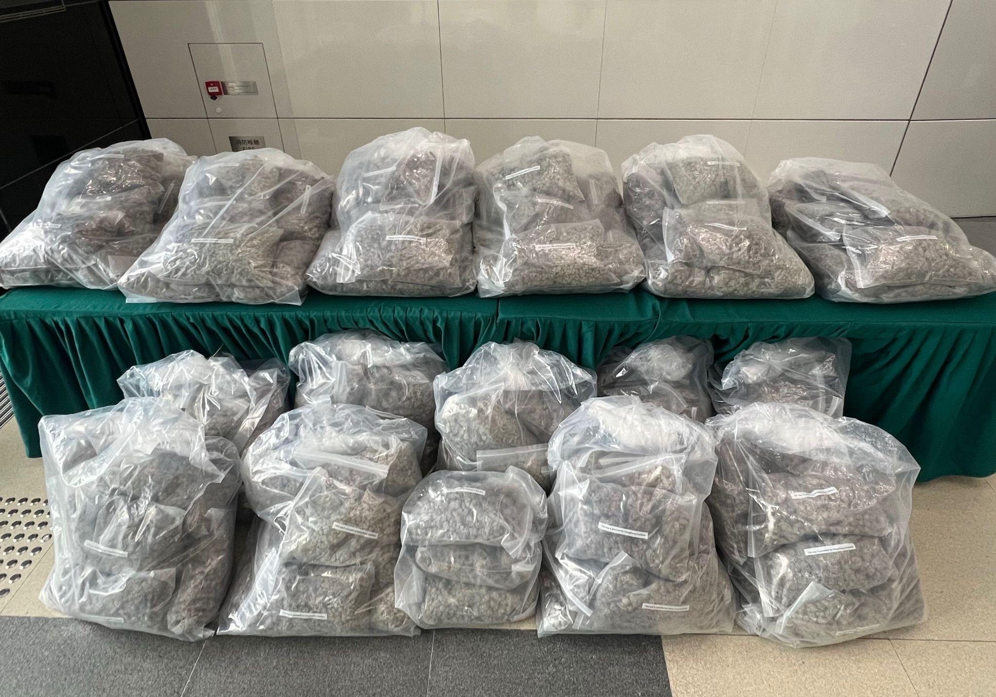 Hong Kong Customs seized about 138 kilograms of suspected cannabis buds with an estimated market value of about $35 million in Kwai Chung on March 12. Photo shows the suspected cannabis buds seized.
