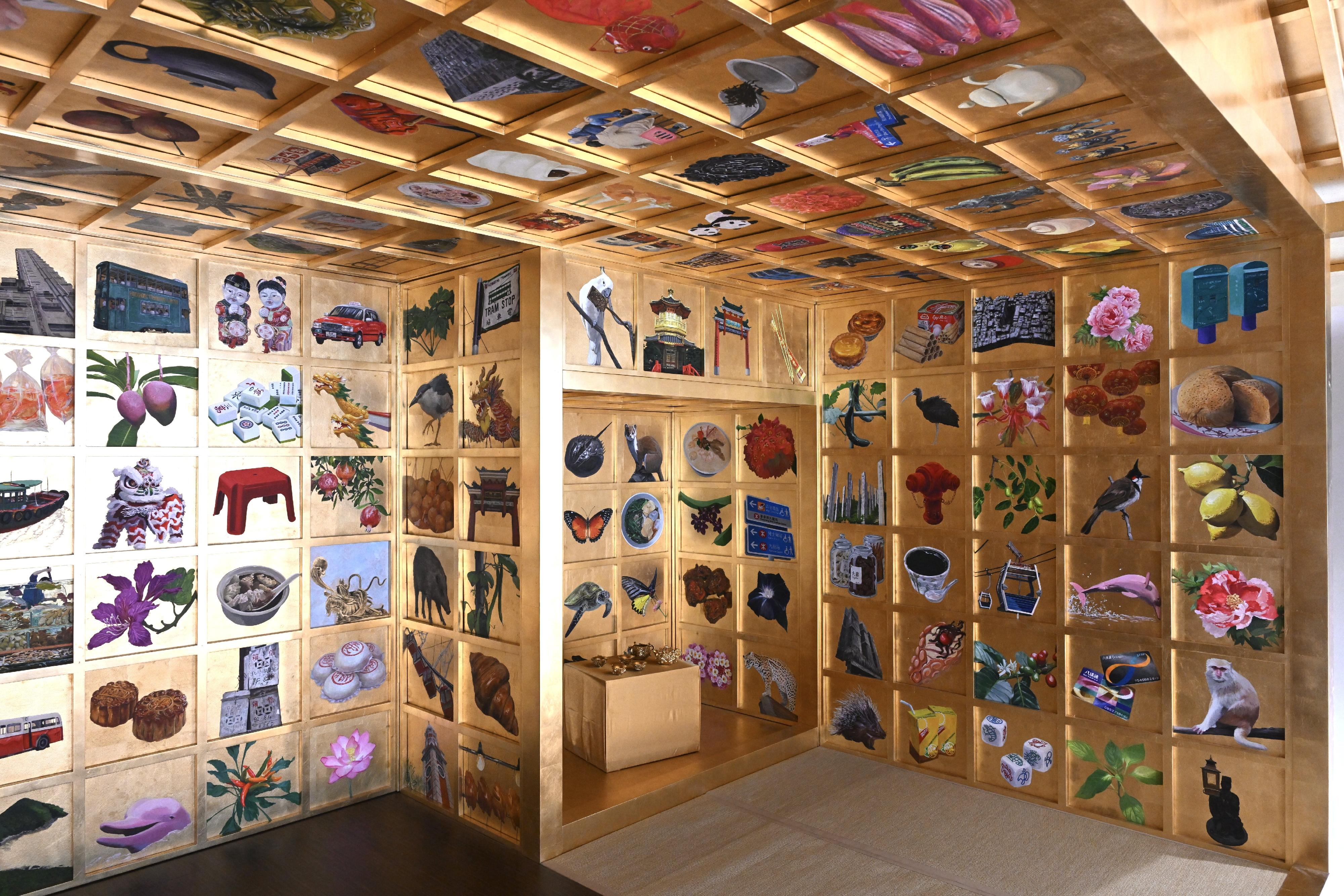 A new exhibition of the Oil Street Art Space (Oi!), "Oi! Spotlight: The Golden Realm By Toyofuku Ryo", will be on display from tomorrow (March 22) to August 17. Photo shows the installation "Golden Tearoom" by artist Toyofuku Ryo, which is full of over 200 drawings showing Hong Kong elements.