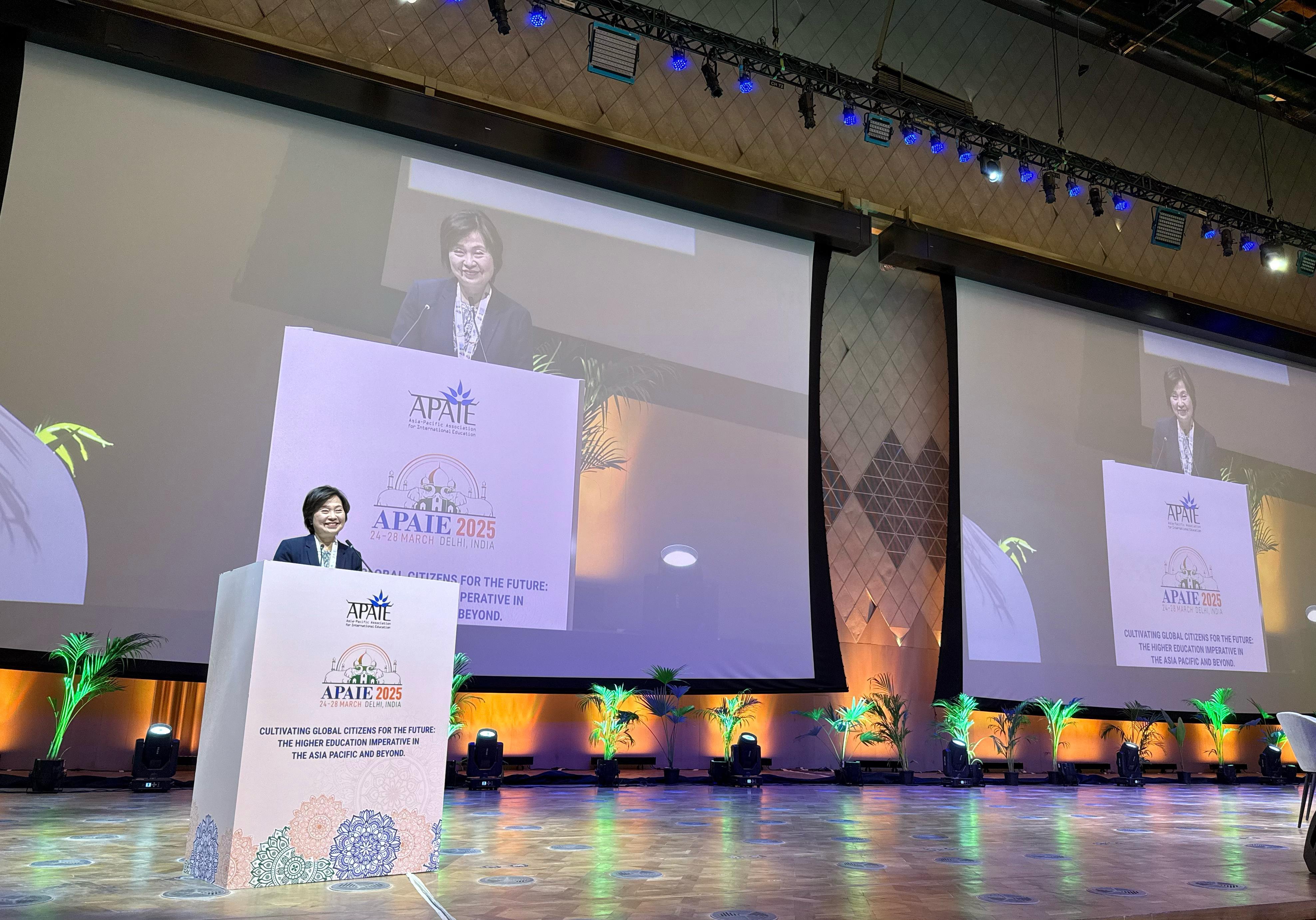 The Secretary for Education, Dr Choi Yuk-lin, delivered a speech at the closing ceremony of the Asia-Pacific Association for International Education 2025 Conference and Exhibition in Delhi, India, on March 27 (Delhi time).