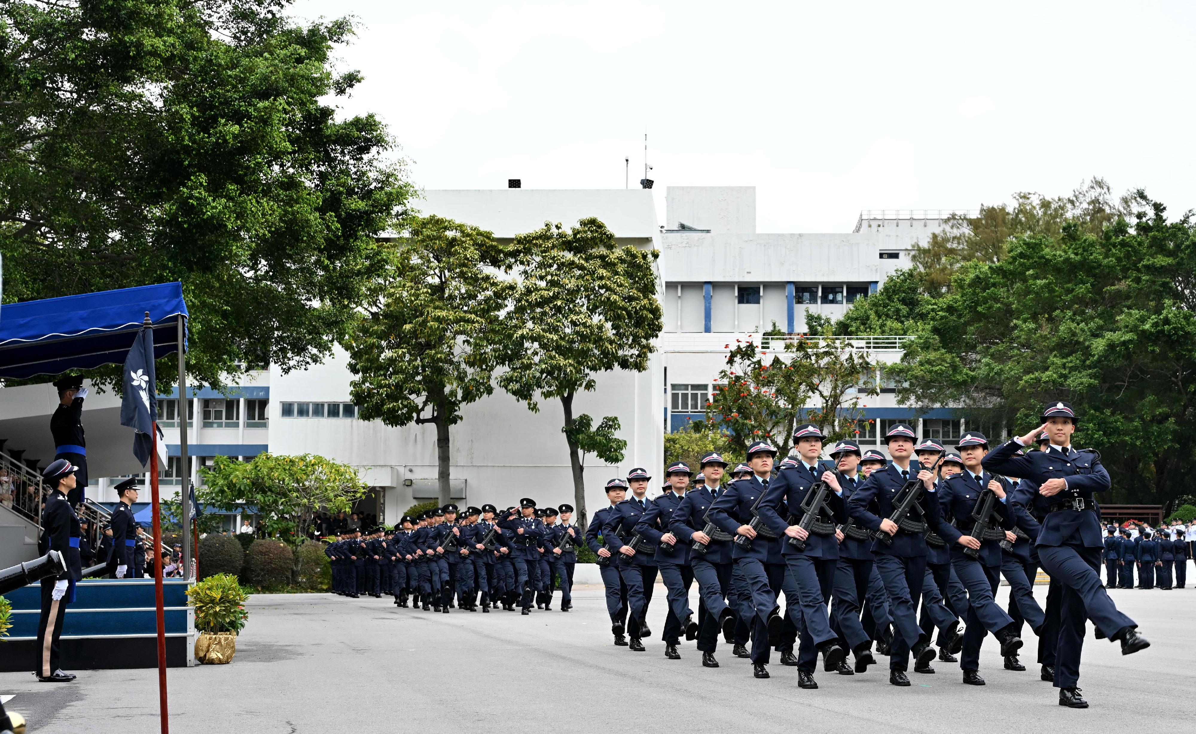 The Commissioner of Police, Mr Siu Chak-yee, today (March 29) inspects a passing-out parade of 29 probationary inspectors and 158 recruit police constables at the Hong Kong Police College.