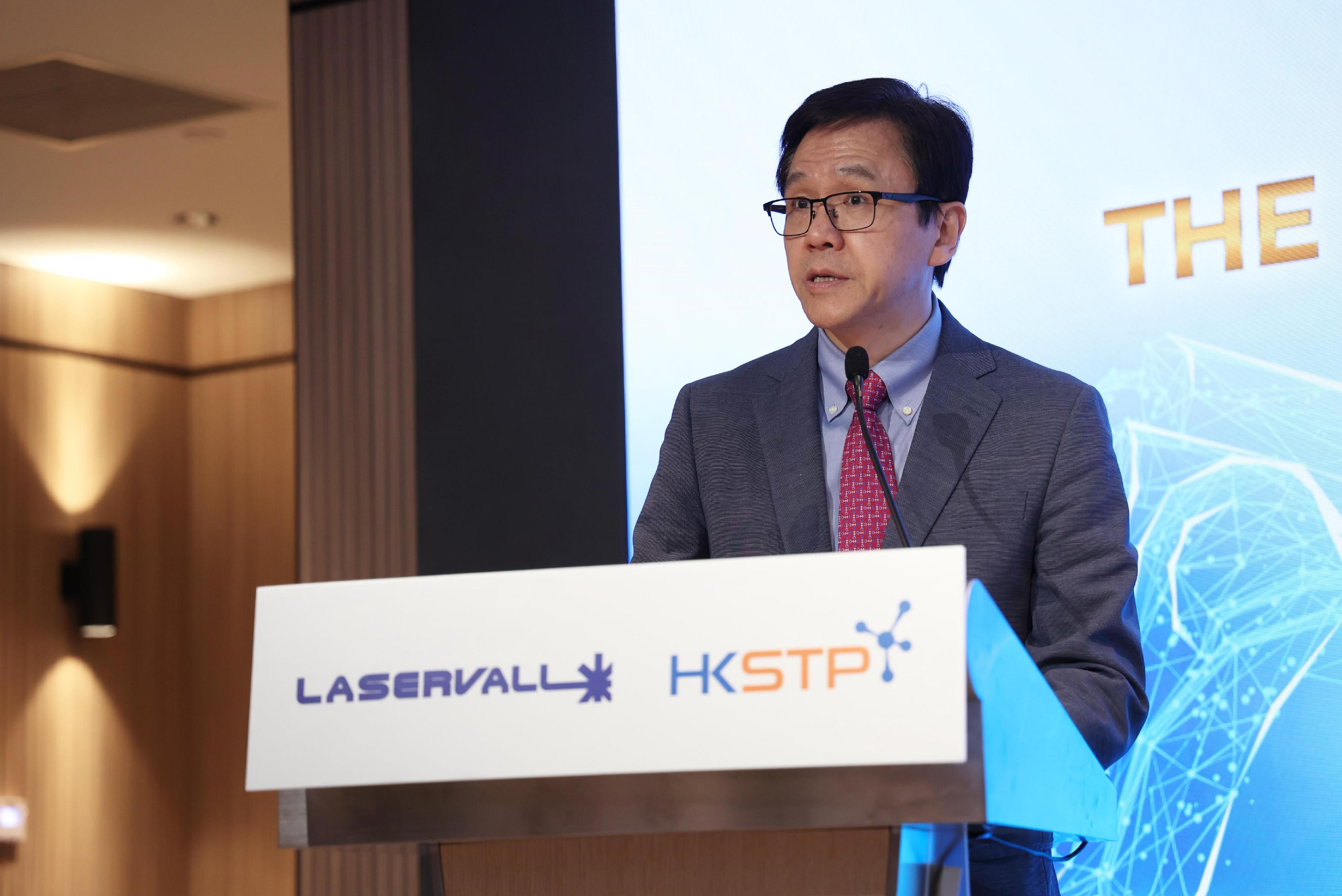 The Secretary for Innovation, Technology and Industry, Professor Sun Dong, today (March 31) addresses the Laservall - "From Hong Kong To Global: The Future of Advanced Manufacturing and Microelectronics" event.