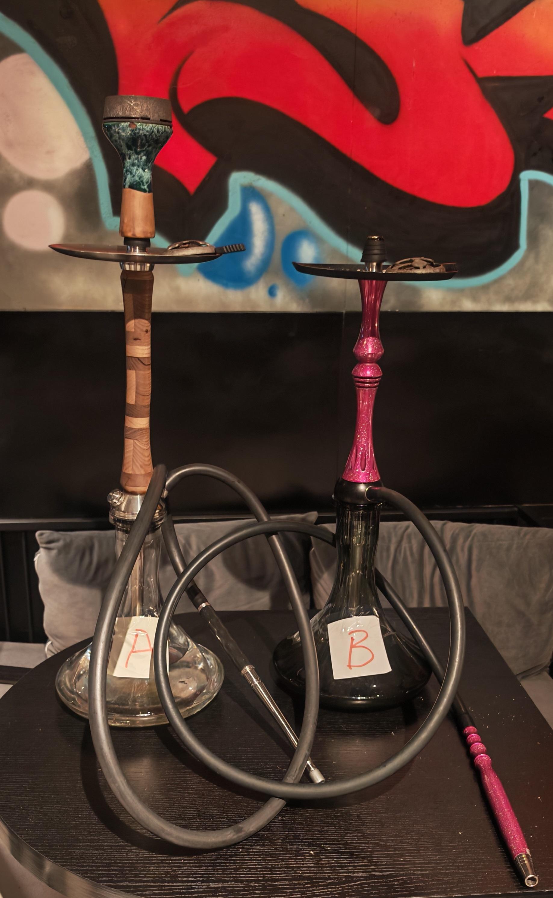 The Tobacco and Alcohol Control Office (TACO) of the Department of Health (DH) continued to clamp down on illegal waterpipe smoking in no smoking areas during the long weekend of the Ching Ming Festival holiday by conducting another enforcement operation, codenamed "Pipepurge", in Causeway Bay last night (April 4).  A total of three fixed penalty notices (FPNs) were issued. Photo shows the waterpipes seized by TACO officers during the operation.