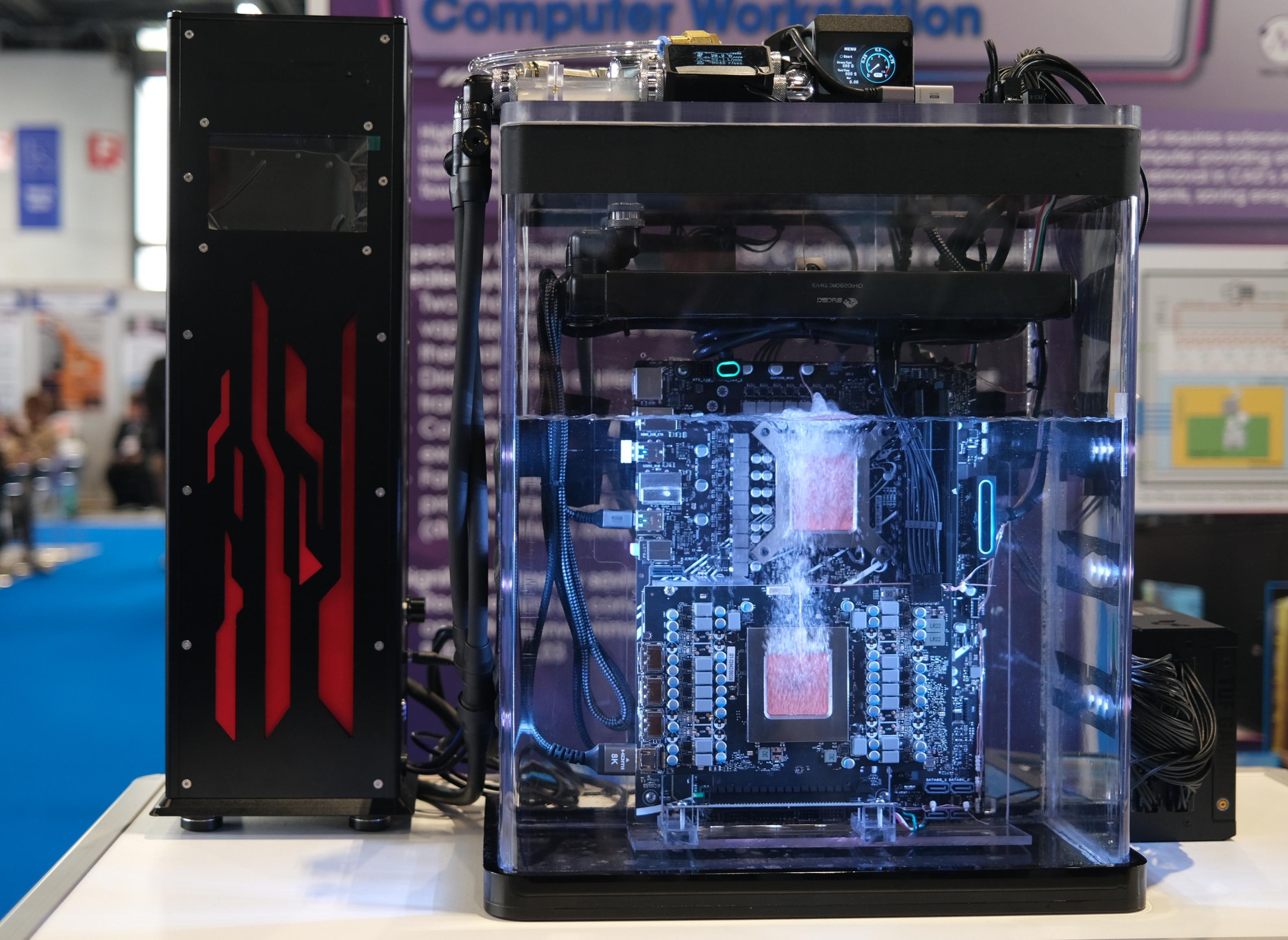 The Electrical and Mechanical Services Department (EMSD) won 12 awards at the 50th International Exhibition of Inventions of Geneva, including the Prize of the Republic and Canton of Geneva. Photo shows the Two-phase Immersion Cooling System for High Performance Computer Workstation, which won the Prize of the Republic and Canton of Geneva and a gold medal.