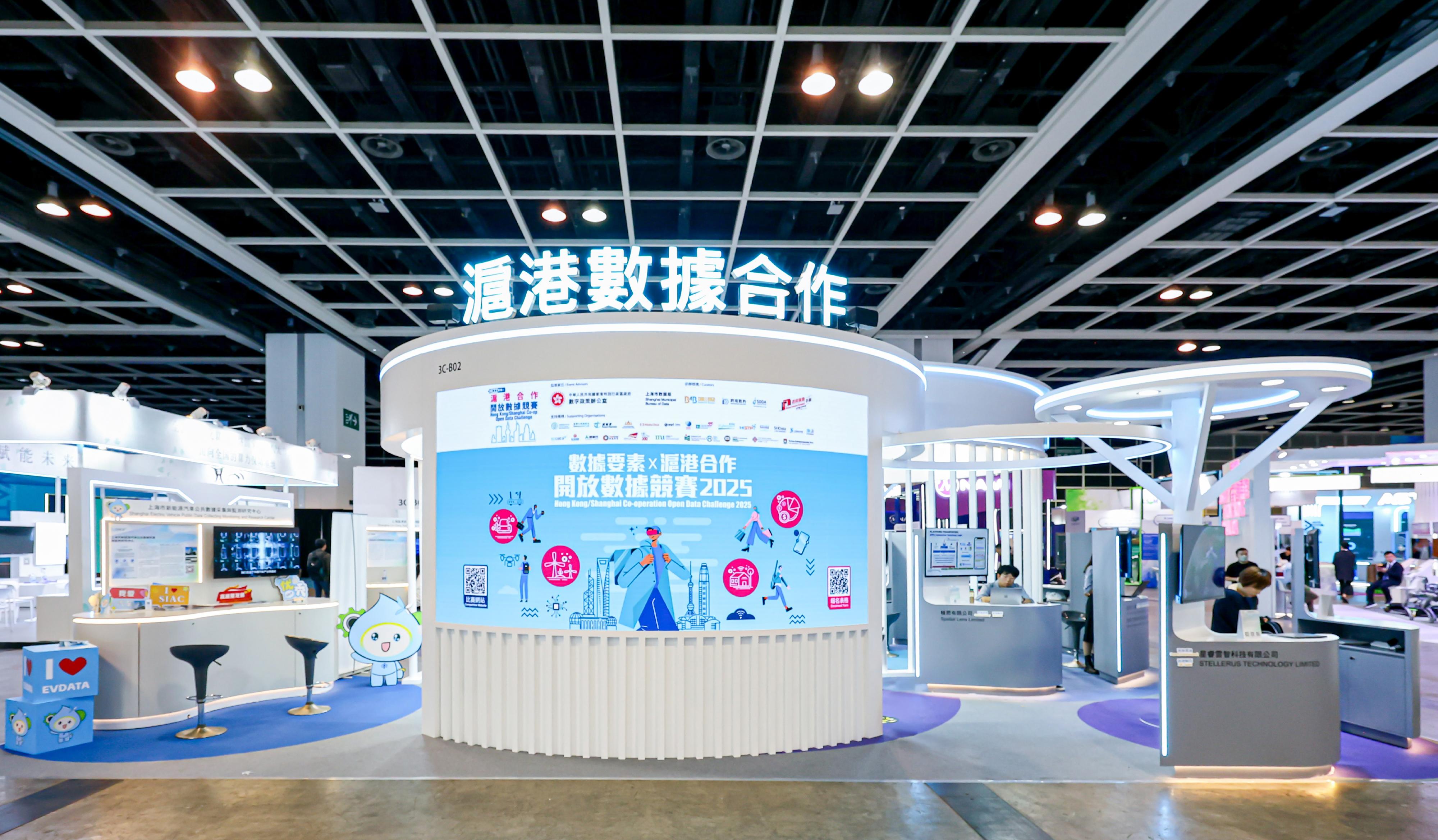 「數據要素x滬港合作開放數據競賽2025」四月十三至十六日舉行的香港國際創科展內設立滬港數據合作館，展示兩地開放數據應用解決方案。