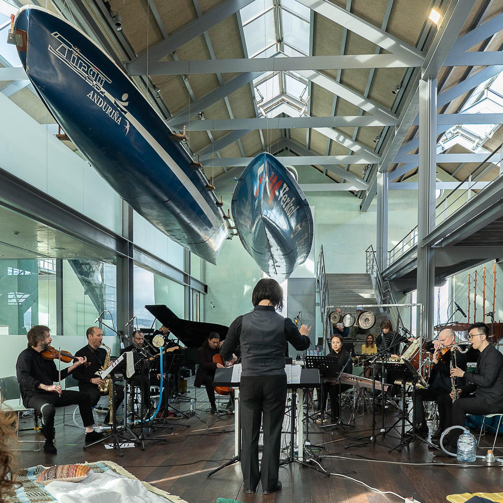 The Hong Kong Economic and Trade Office in Brussels supported the European tour of the Hong Kong New Music Ensemble (HKNME). Photo shows the HKNME performing at the Museo del Mar de Galicia in Spain on April 15 (Galicia time). 