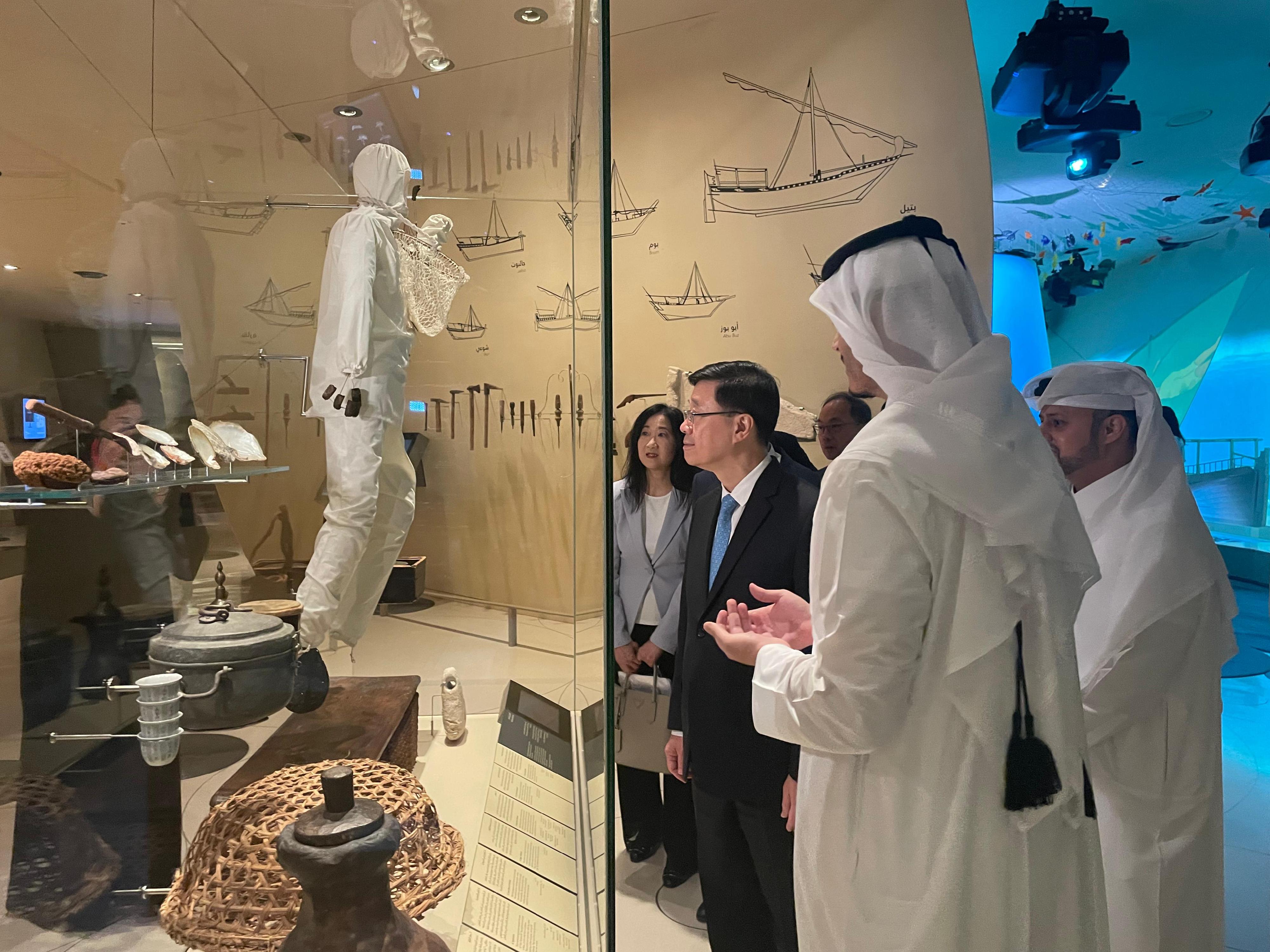 The Chief Executive, Mr John Lee (second left), today (May 11) visits the National Museum of Qatar to learn about the country's history and rich cultural heritage.