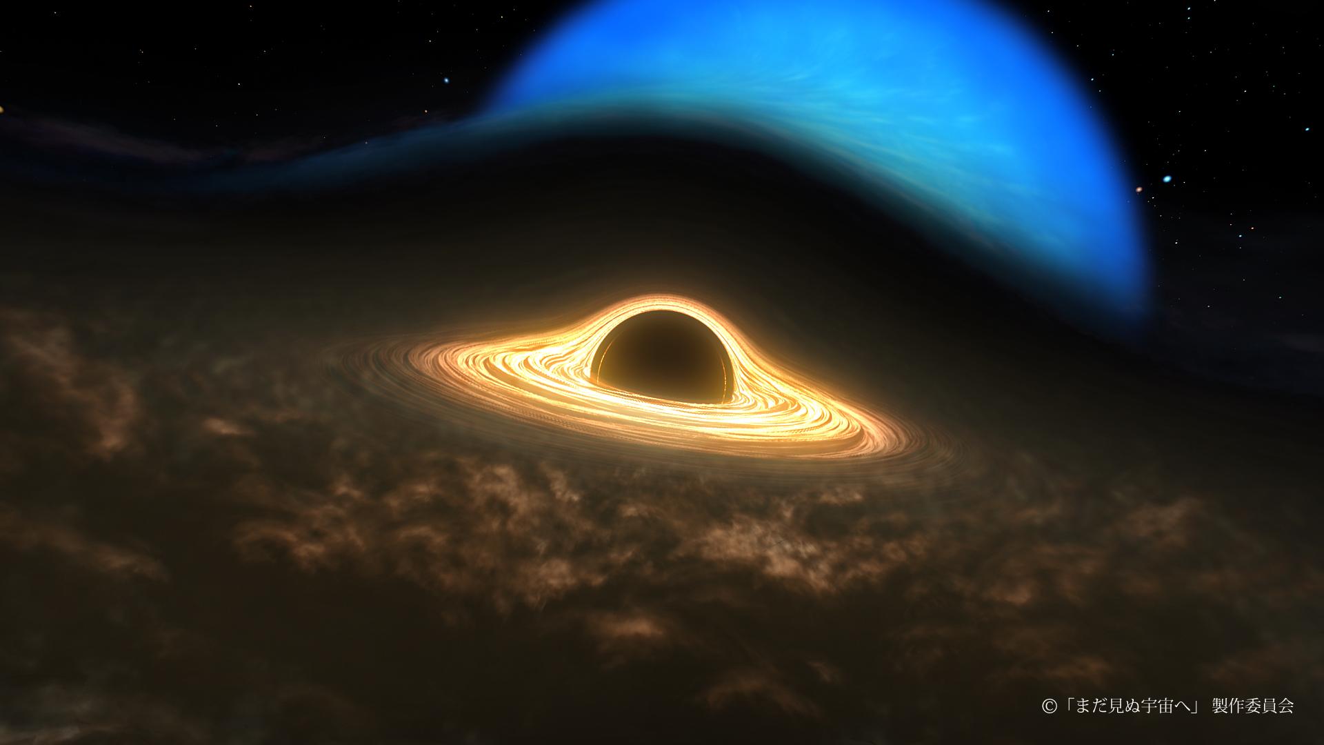 The Hong Kong Space Museum will launch a new sky show, "STARMAP to the Unseen Universe", at its Space Theatre from tomorrow (May 15), leading audiences on a journey in search of the universe's origin. Photo shows a black hole, which is incredibly dense with strong gravity that even light cannot escape from it. (Source of photo: TO THE UNSEEN UNIVERSE Production Committee) 