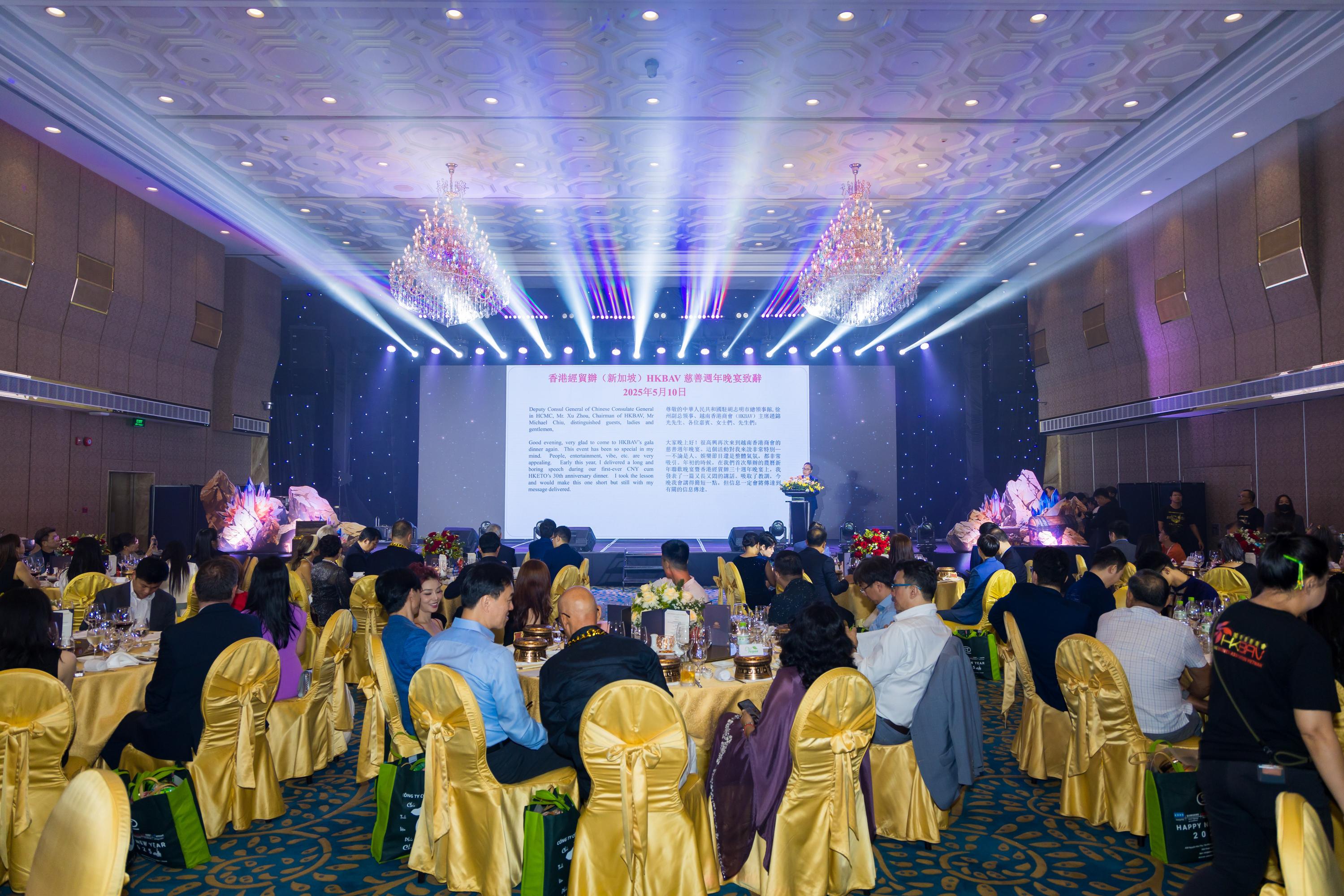 The Hong Kong Economic and Trade Office in Singapore (Singapore ETO) promoted Hong Kong throughout Vietnam from the north to the south in April and May. On May 10, the Director of the Singapore ETO, Mr Owin Fung, attended and delivered remarks at the Hong Kong Business Association Vietnam (HKBAV) Gala Dinner in Ho Chi Minh City (HCMC), which was attended by nearly 200 guests. He reiterated Hong Kong's distinctive advantages under the "one country, two systems" framework, particularly in light of the evolving global trade environment. Other guests included the Deputy Consul-General of the People's Republic of China in HCMC, Mr Xu Zhou, and the Chairman of the HKBAV, Mr Michael Chiu.