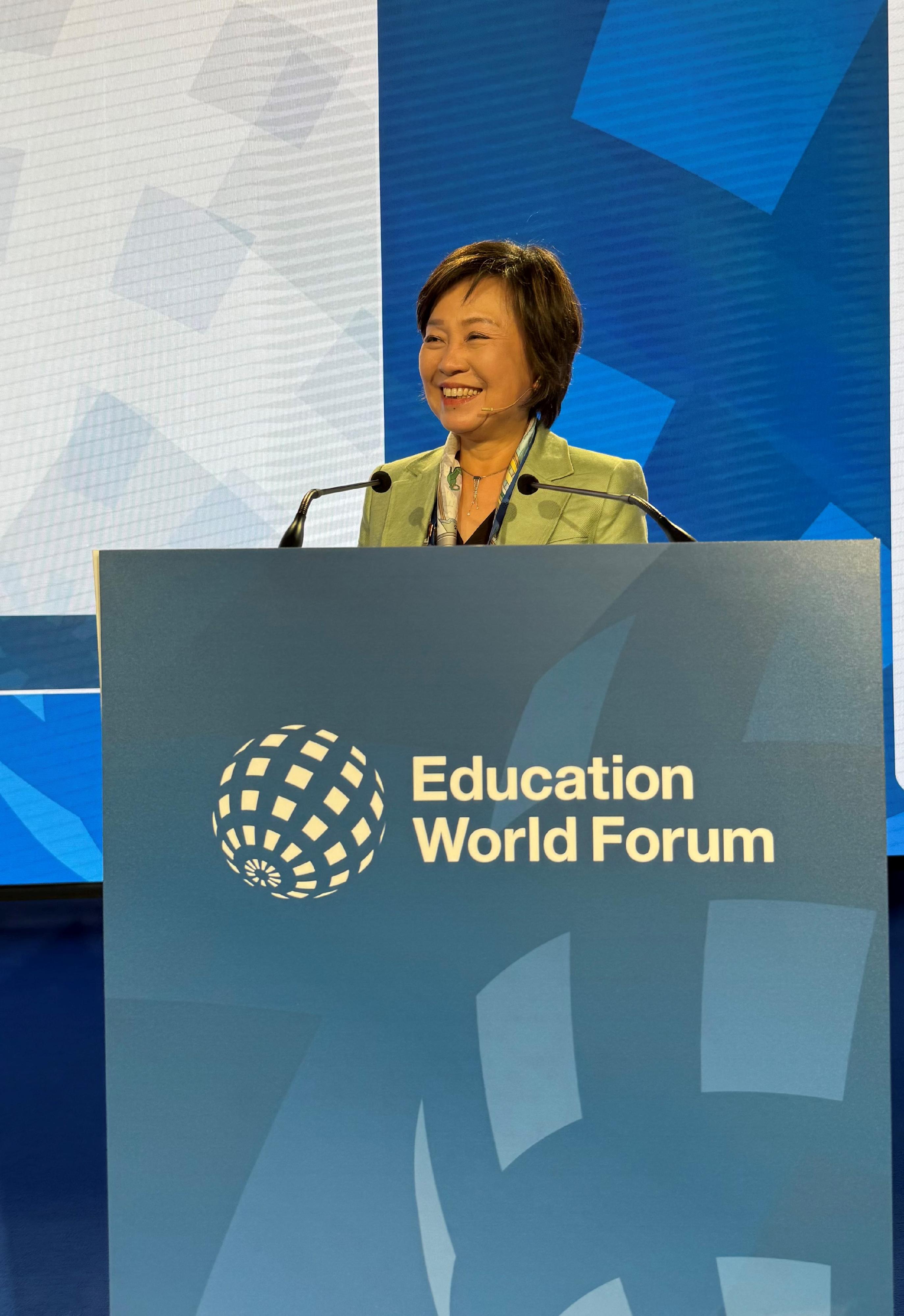 教育局局長蔡若蓮博士五月十九日（倫敦時間）在英國倫敦出席2025世界教育論壇，以「如何及為何透過教育制度改善平等和提升質素」為題發表專題演講。