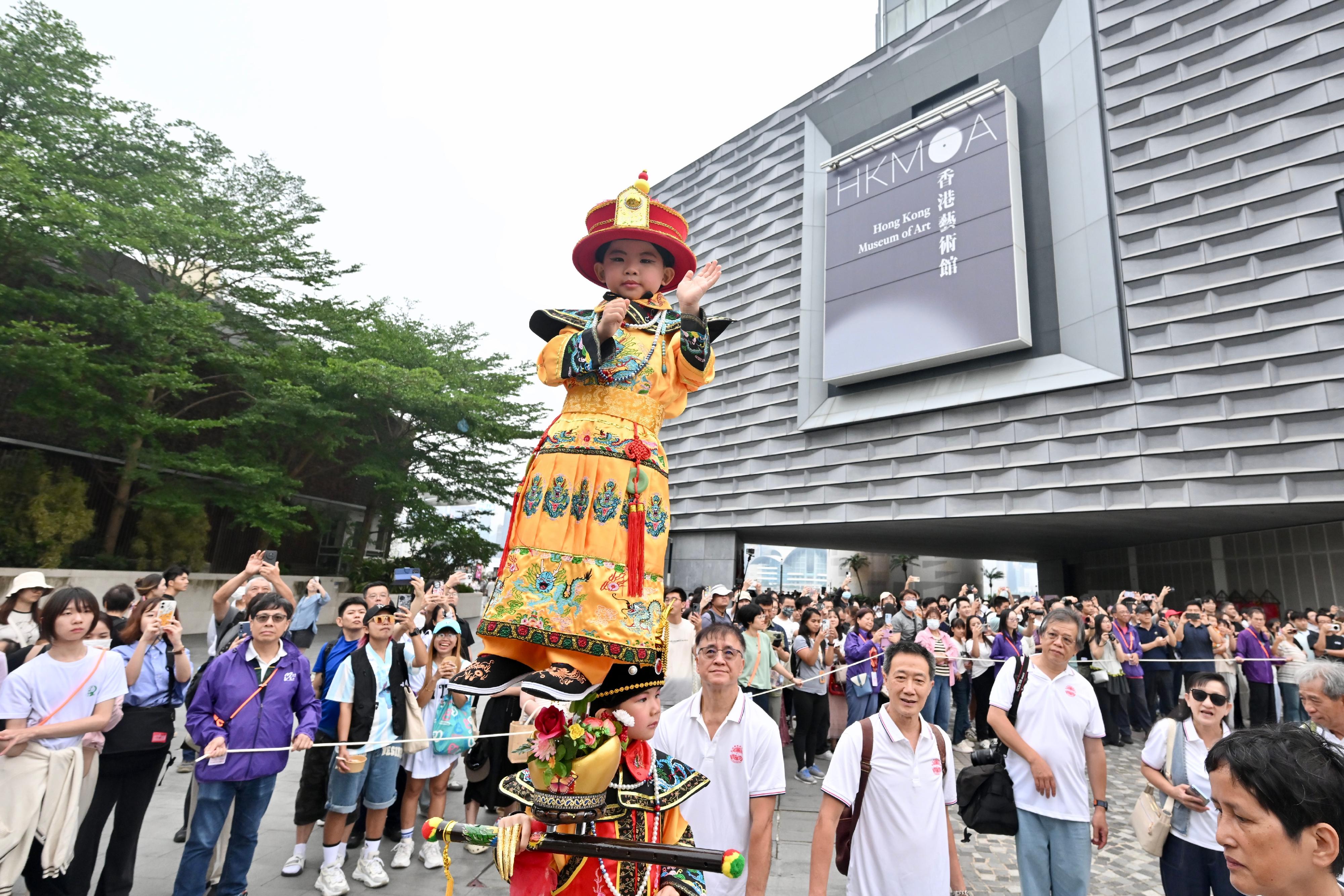 The Intangible Cultural Heritage Office is organising an Intangible Cultural Heritage Carnival today and tomorrow (May 31 to June 1) at the Hong Kong Cultural Centre Piazza. Photo shows Cheung Chau floating colours parade.