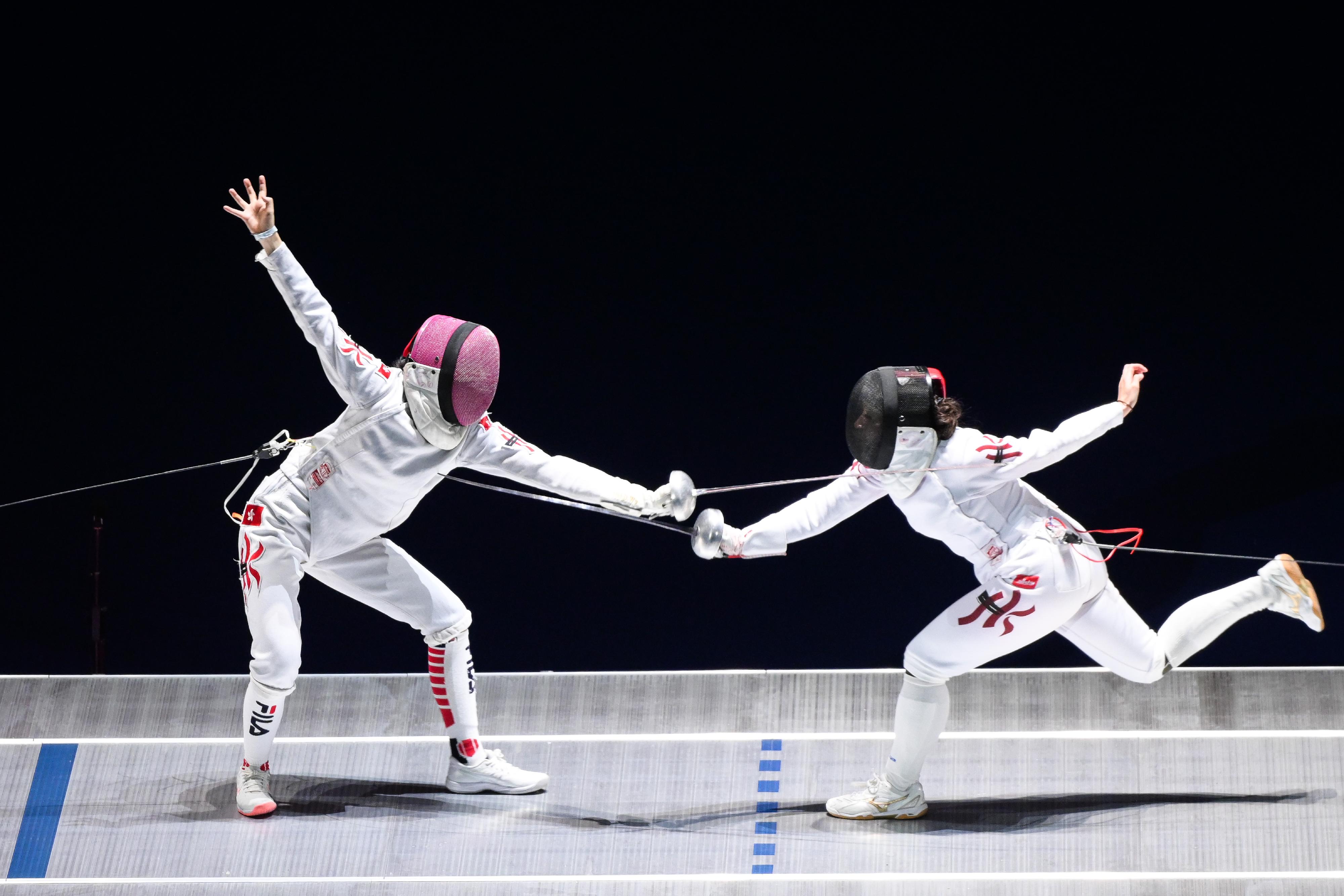 The 15th National Games Fencing test event was held at Kai Tak Arena, Kai Tak Sports Park on May 31. Photo shows a women's épée competition.