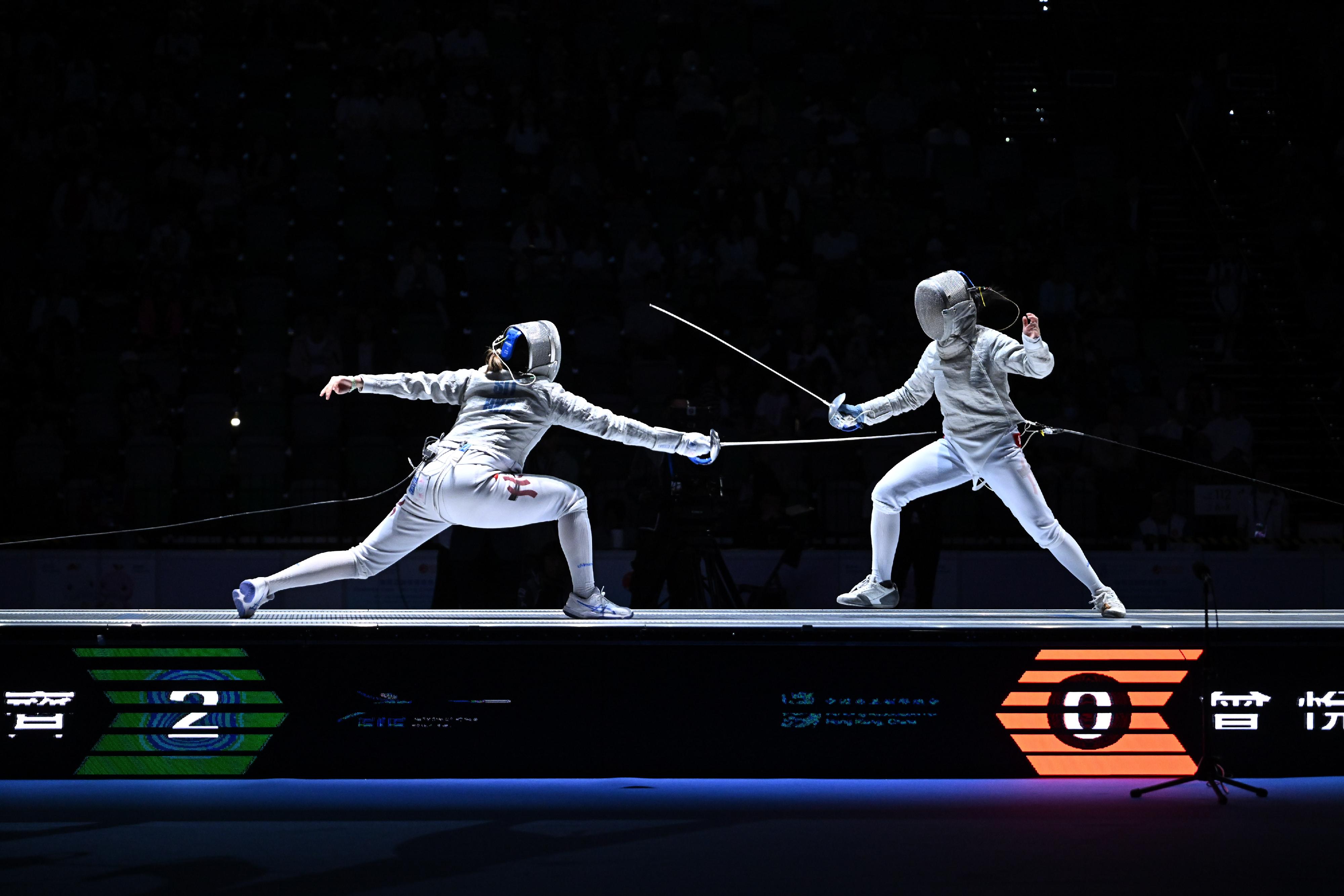 The 15th National Games Fencing test event concluded at Kai Tak Arena, Kai Tak Sports Park today (June 1). Photo shows a women's sabre competition.