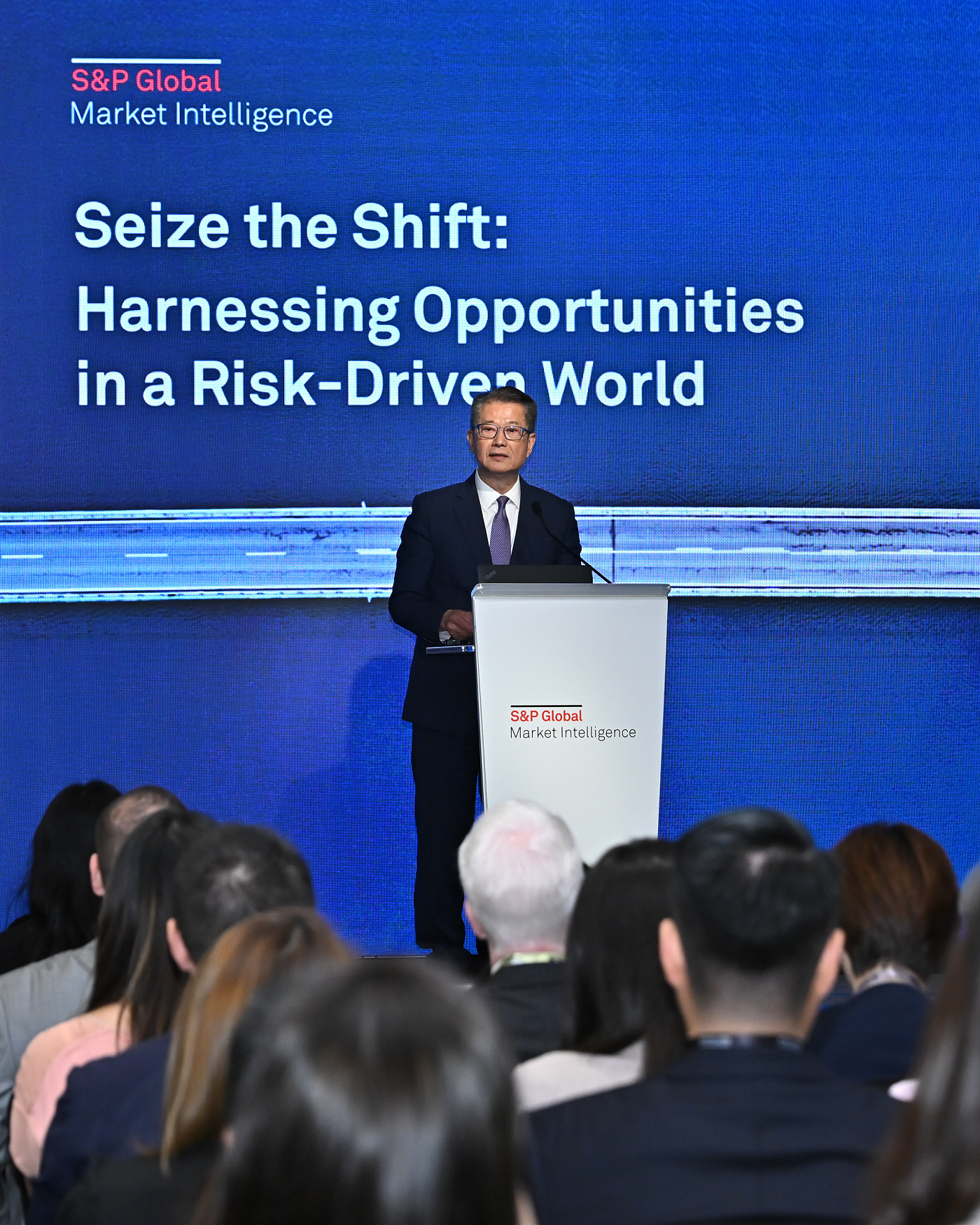 The Financial Secretary, Mr Paul Chan, speaks at the S&P Global Market Intelligence Hong Kong Roadshow today (June 5).