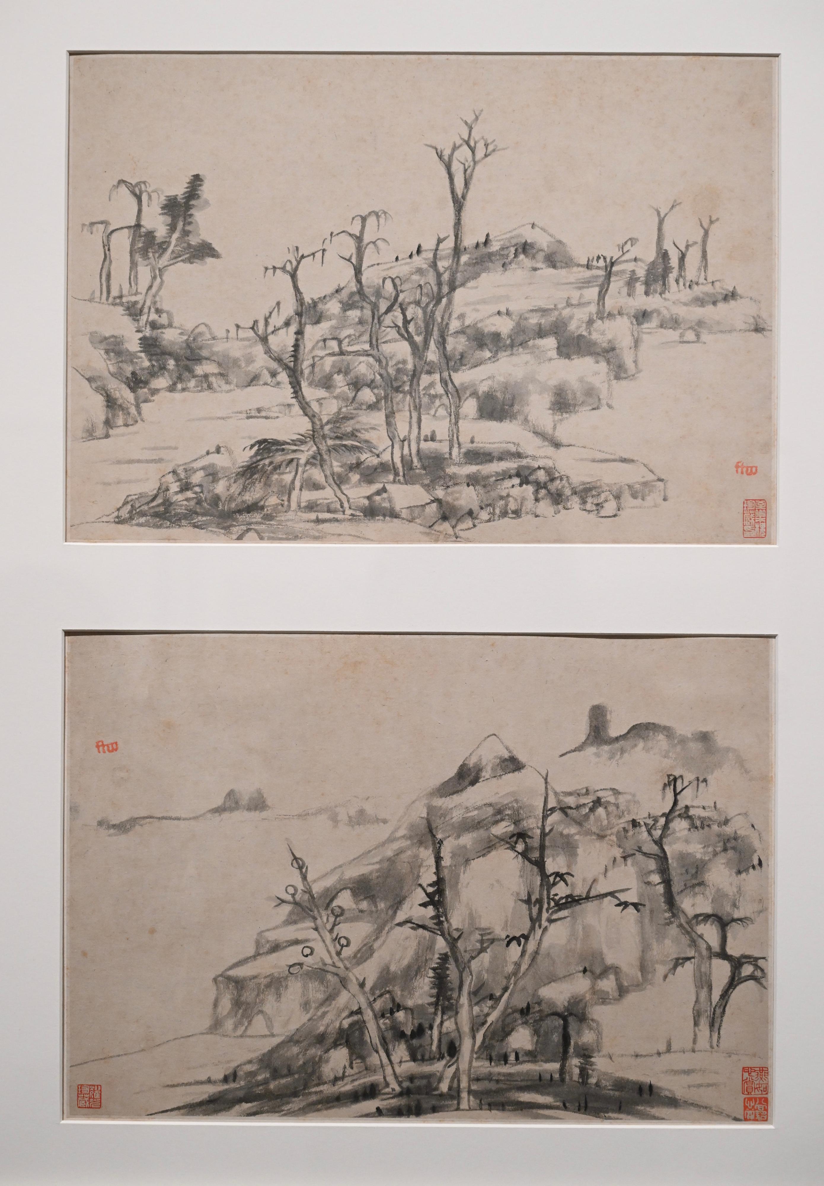 The opening ceremony of the "The Pride of Hong Kong: Three Preeminent Collections of Ancient Paintings and Calligraphies" exhibition was held today (June 10) at the Hong Kong Museum of Art (HKMoA). Photo shows Zhu Da (Bada Shanren)'s "Landscapes" (selected) during the late Ming and early Qing dynasties. (Chih Lo Lou Collection, HKMoA)
