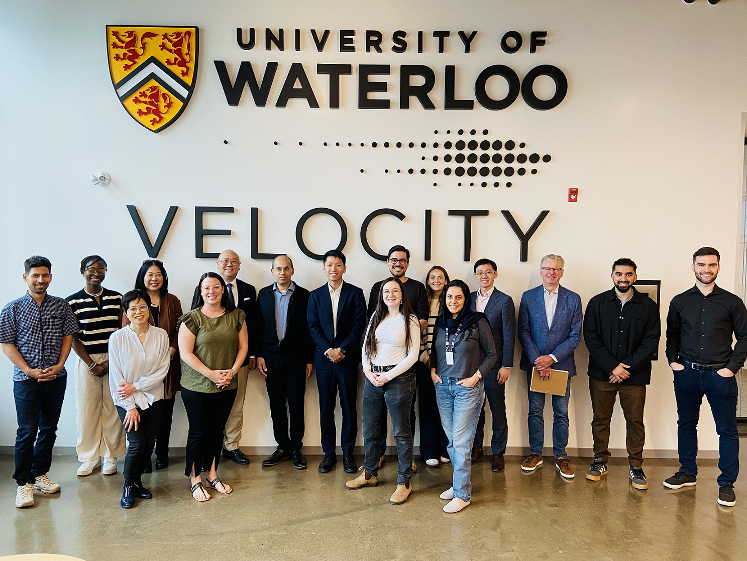 During his visit to Canada on June 9, Associate Director-General of Investment Promotion at Invest Hong Kong Mr Charles Ng (back row, fourth left) met and discussed Hong Kong's business and investment opportunities with representatives from the University of Waterloo and Velocity, the University's incubator for technology start-ups.