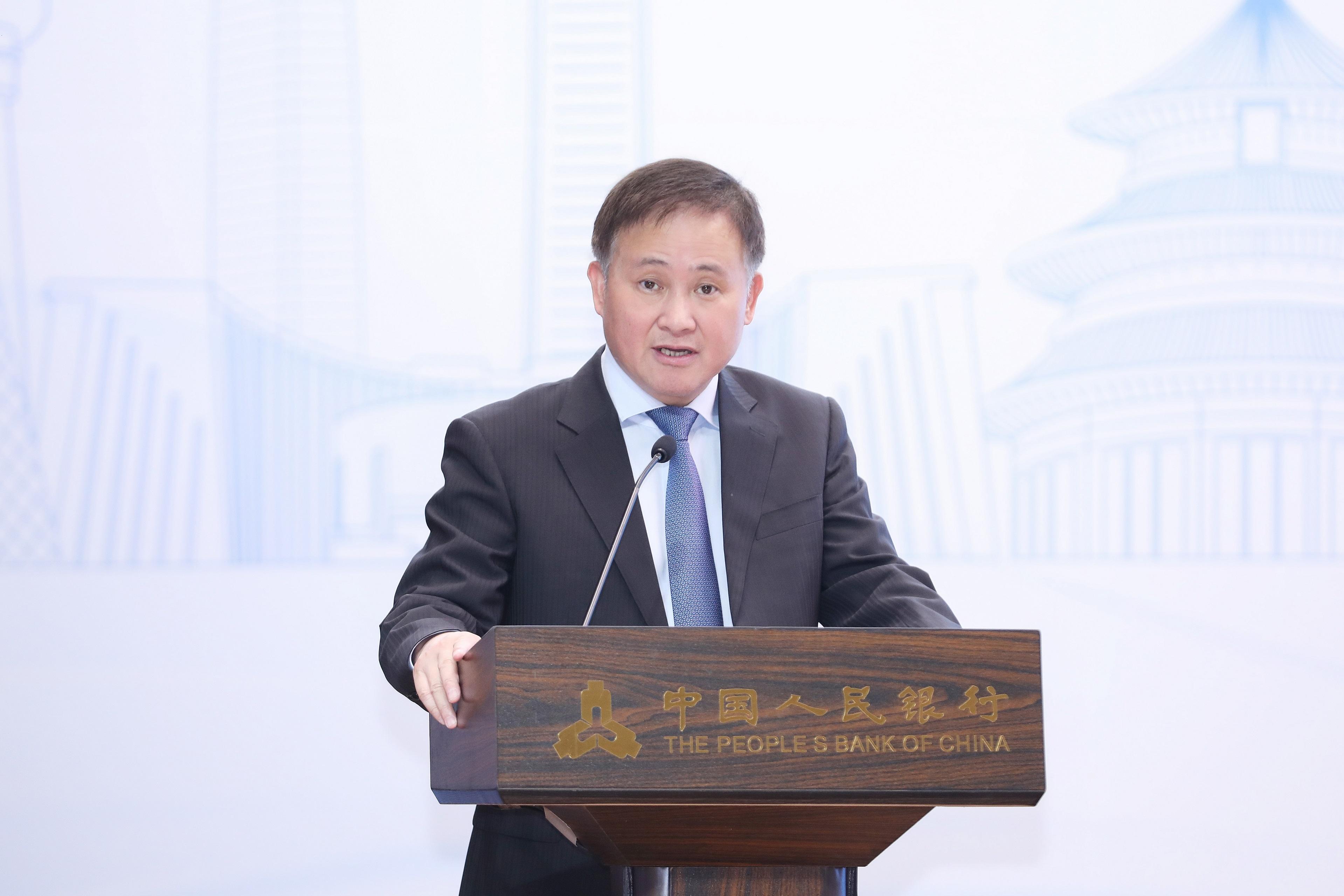 The Governor of the People's Bank of China, Mr Pan Gongsheng, delivers remarks at the launch ceremony of Payment Connect held in Beijing today (June 20).