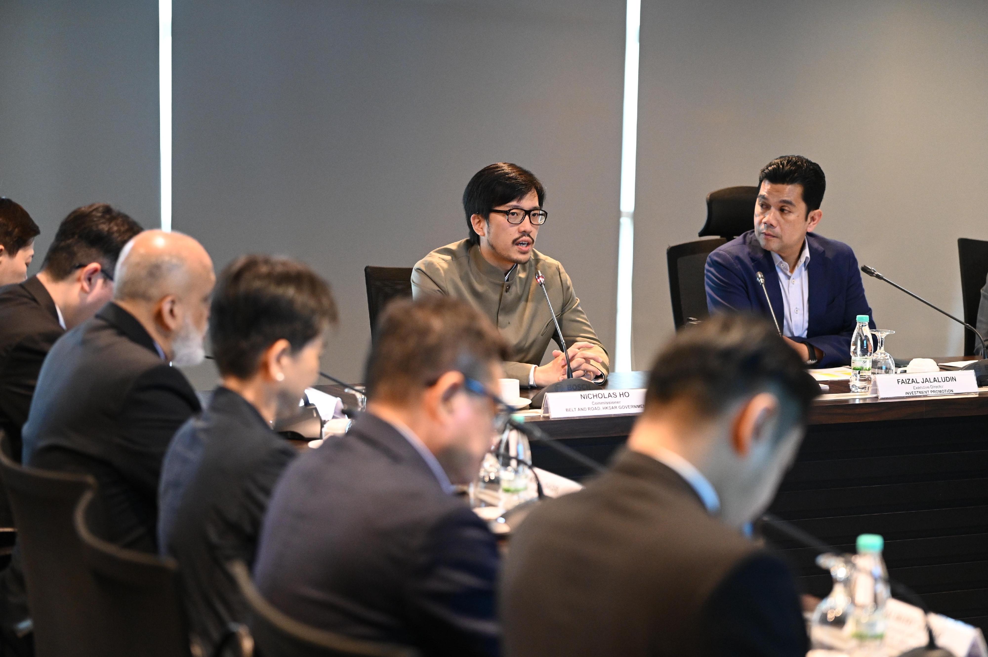 The Commissioner for Belt and Road, Mr Nicholas Ho, led a delegation to visit Indonesia and Malaysia from June 22 to 26. Photo shows Mr Ho (second right) and members of the delegation in a meeting with representatives of the Malaysian Investment Development Authority in Kuala Lumpur on June 25.
