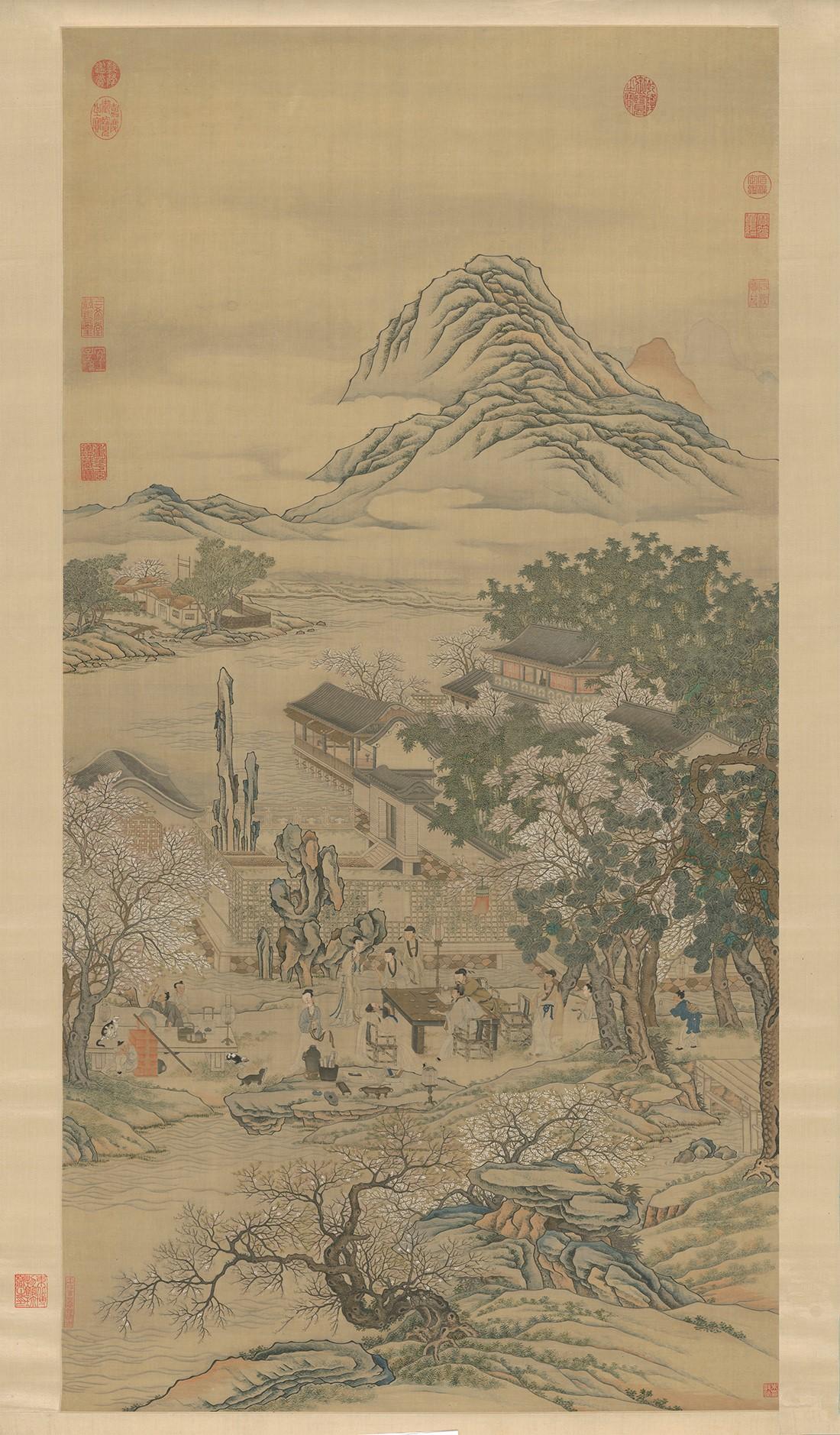 The opening ceremony of the exhibition entitled "Tang Vogue Beyond the Horizons: A Golden Era of Multicultural Integration and Openness" was held today (June 27) at the Hong Kong Heritage Discovery Centre. Photo shows the hanging scroll of Li Bai's "Chun Ye Yan Tao Li Yuan Xu" (Preface to the spring night banquet in the peach and plum garden) on kesi (cut silk) depicting the refined life of Tang dynasty literati.