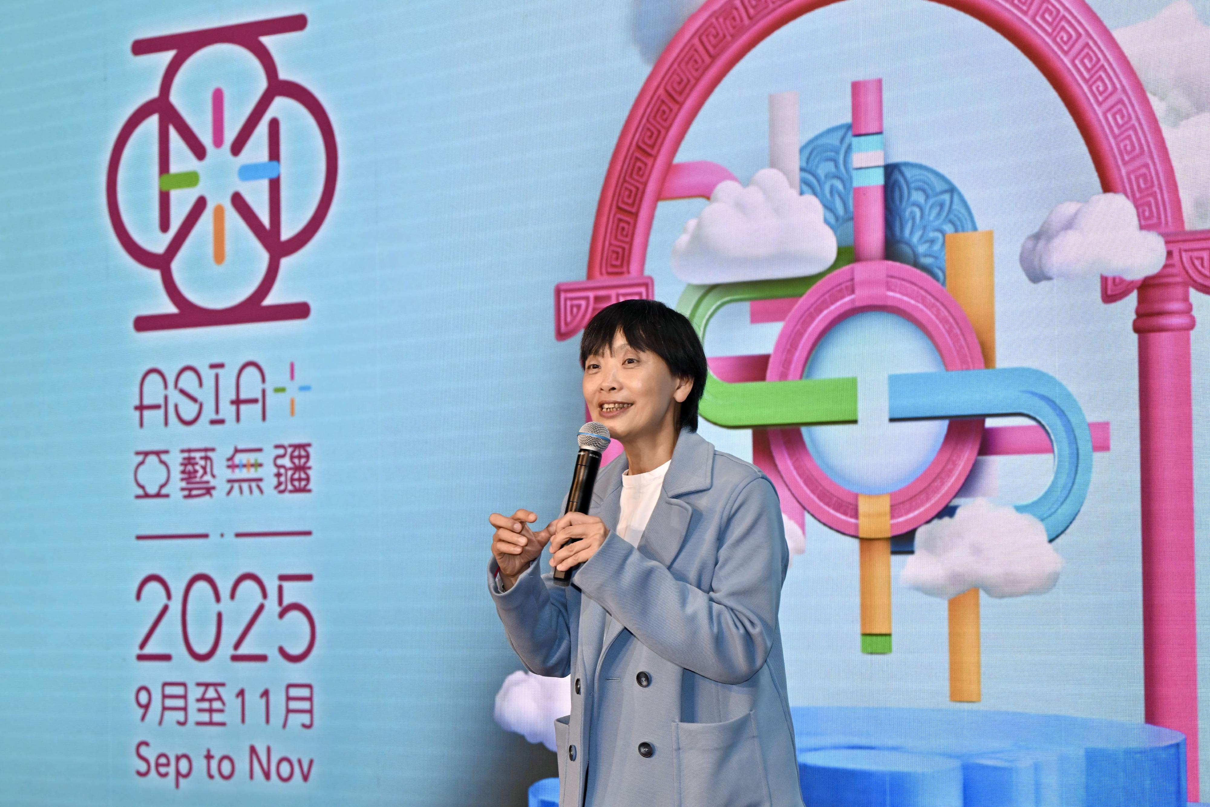The third Asia+ Festival will be held from September to November this year, with an aim to create a sustainable platform for arts and cultural exchange. Photo shows the Chief Manager (Festivals and Audience Development) of the Leisure and Cultural Services Department, Ms Connie Lee, introducing highlights of the festival at the programme briefing today (July 14).