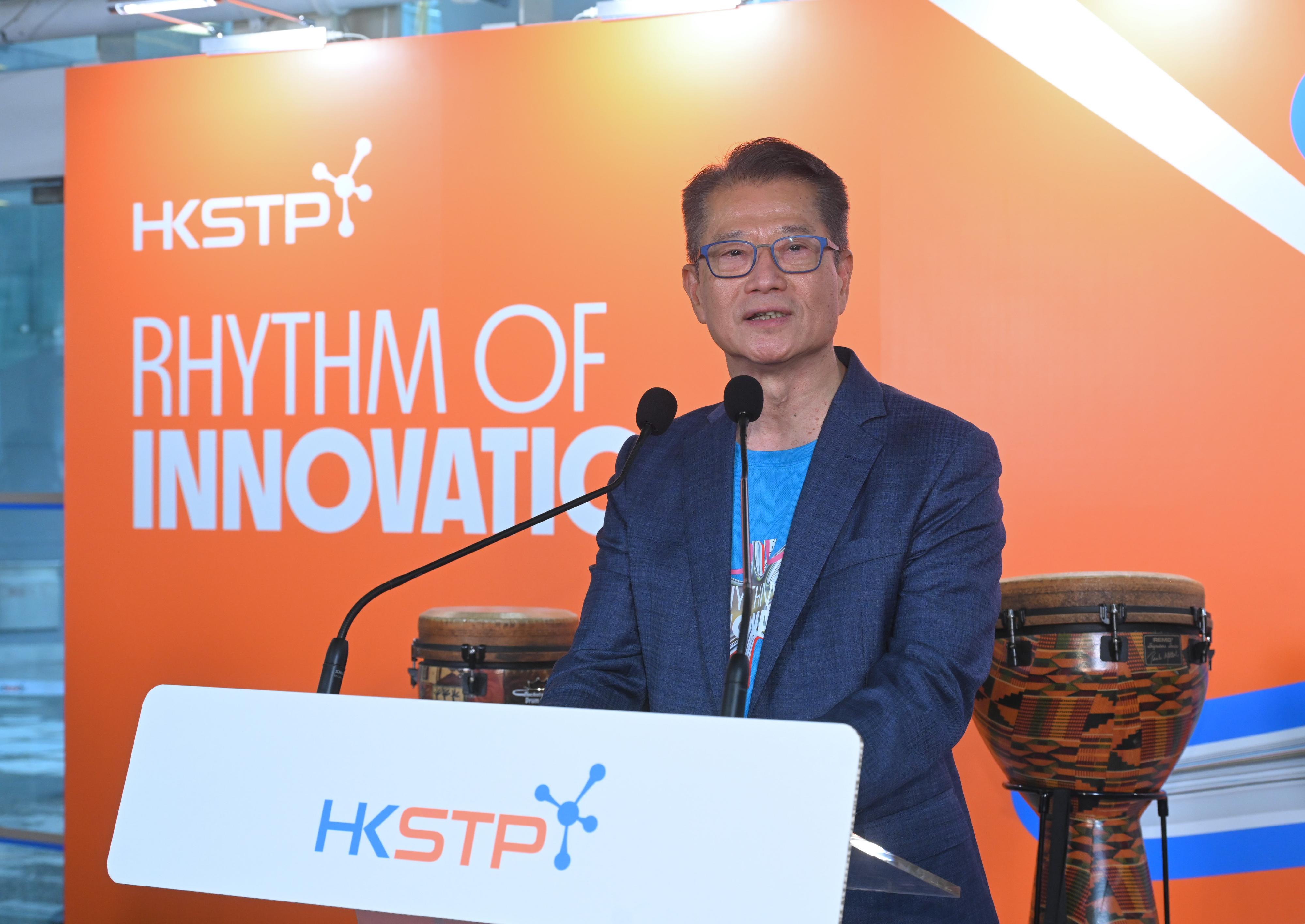 The Financial Secretary, Mr Paul Chan, speaks at Rhythm of Innovation today (July 18).