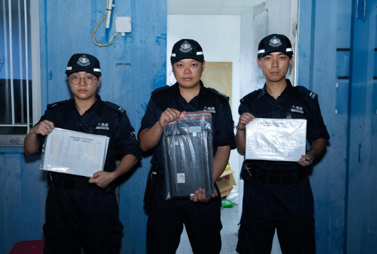 The Immigration Department mounted an anti-illegal worker operation recently. Photo shows items seized during the operation yesterday (August 6).