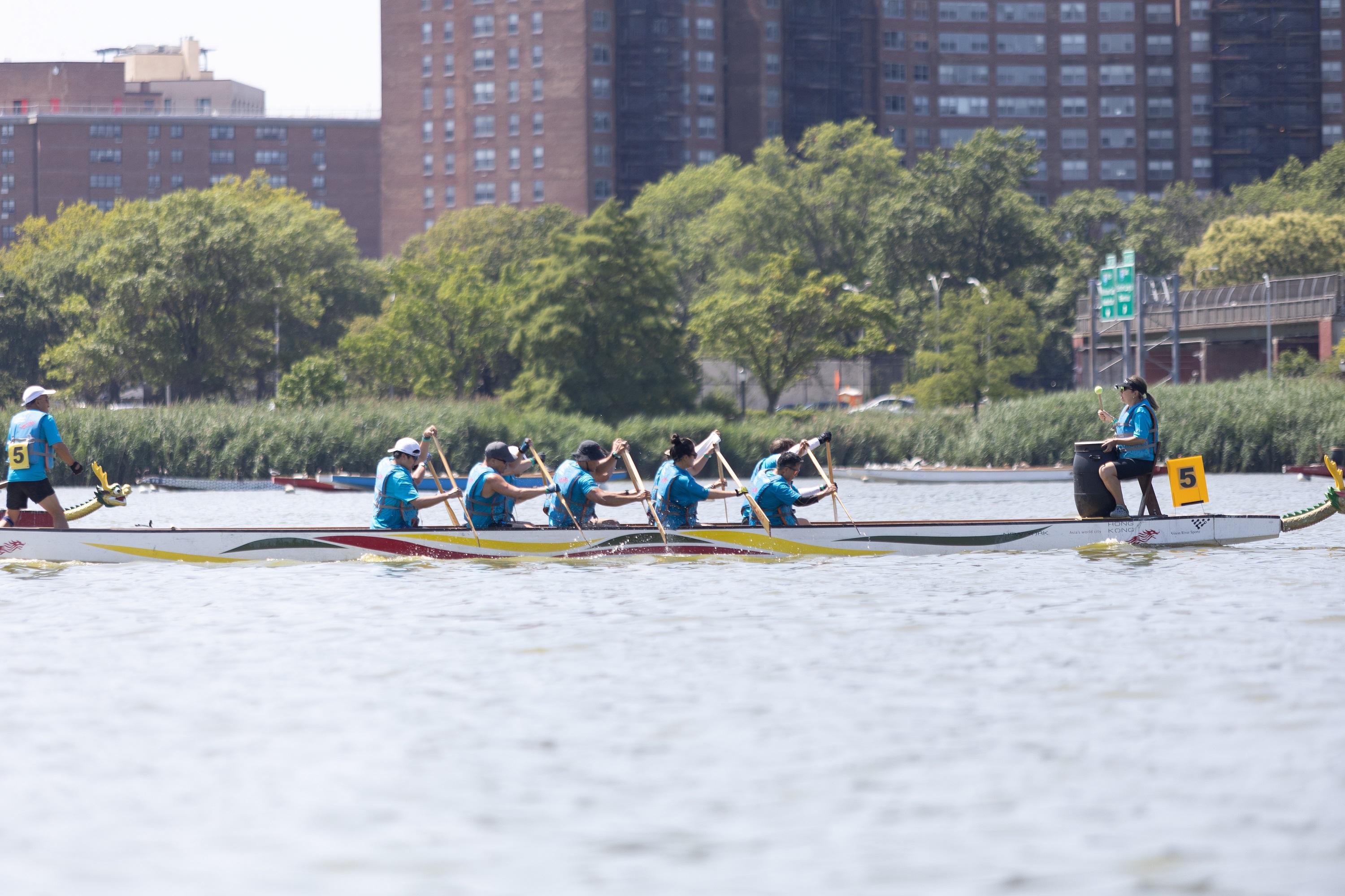 The annual Hong Kong Dragon Boat Festival in New York marked its 35th anniversary with a vibrant celebration of sport, culture, and community at Meadow Lake, in  Flushing Meadows Corona Park over the weekend (August 9 and 10, New York time). Some 180 teams, including the dragon boat team of the Hong Kong Economic and Trade Office, New York, HKETONY Dragon Riders, take part in the races this year.