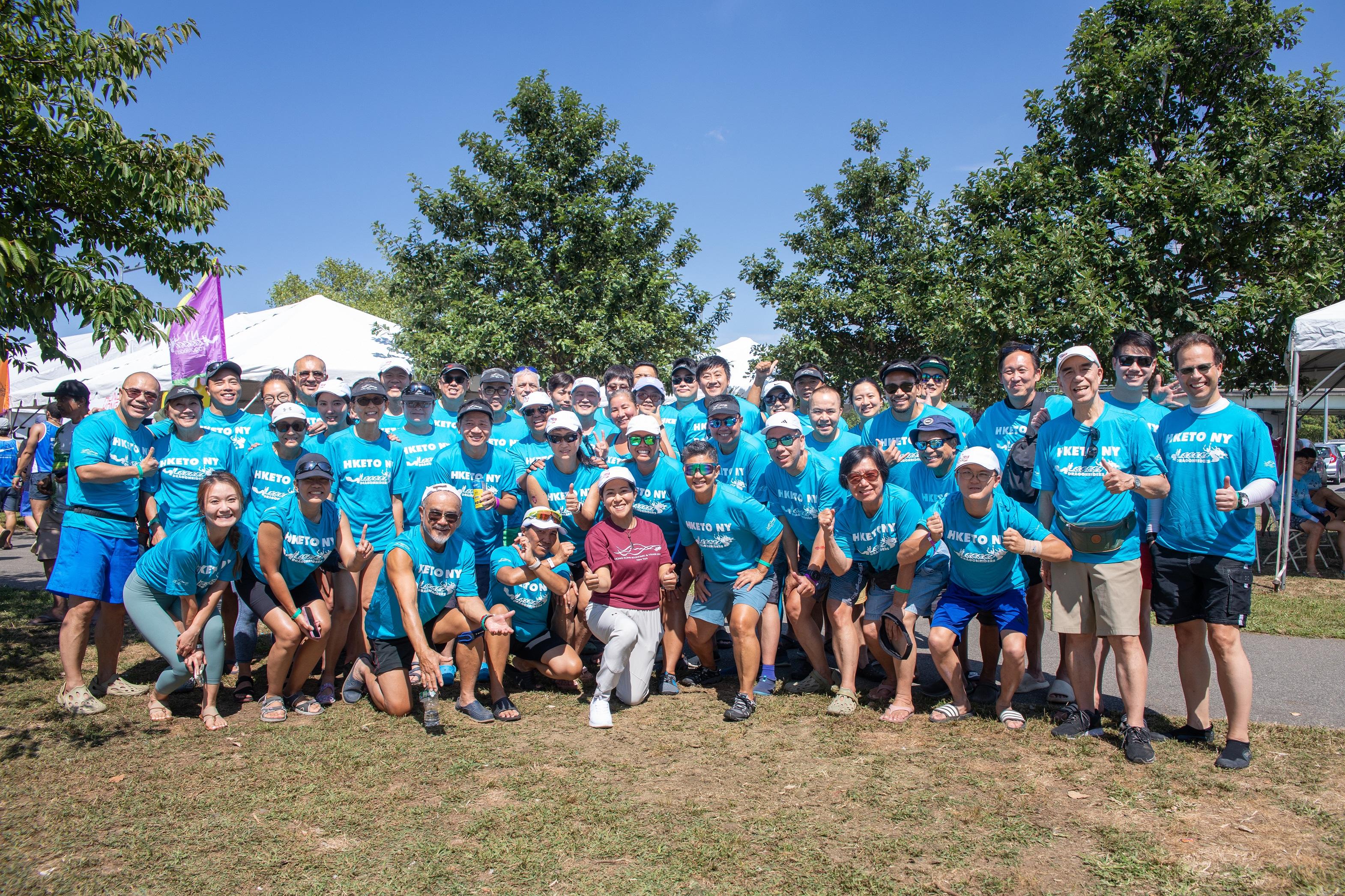 The dragon boat team of the Hong Kong Economic and Trade Office, New York, HKETONY Dragon Riders, takes part in the 35th Hong Kong Dragon Boat Festival in New York over the weekend (August 9 and 10, New York time).