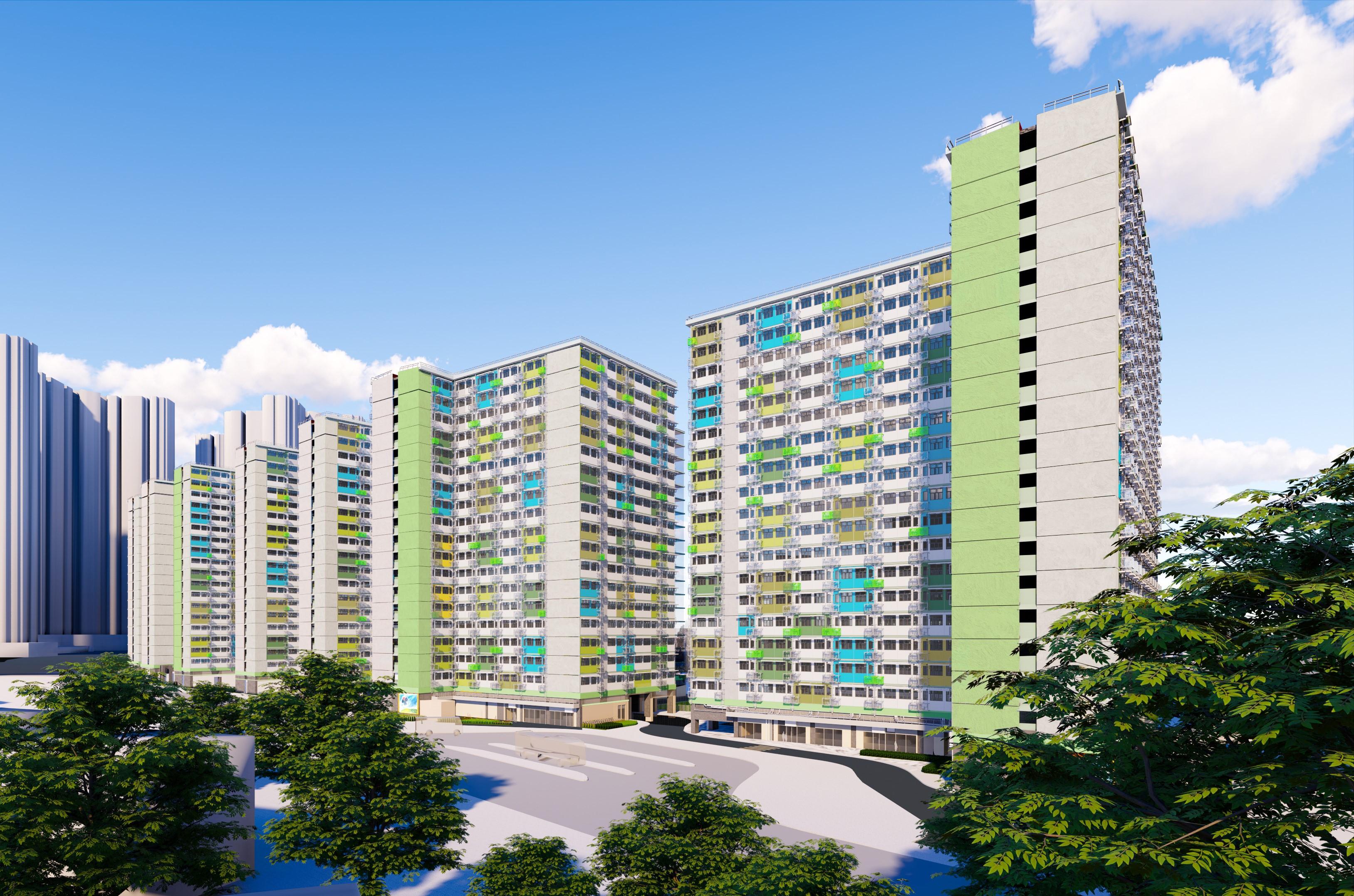 The Housing Bureau today (August 22) invites tenders for the ninth and 10th operation and management contracts of Light Public Housing (LPH), and encourages capable and experienced organisations to participate. Photo shows an artist's impression of the LPH project at Yan Po Road, Tuen Mun.