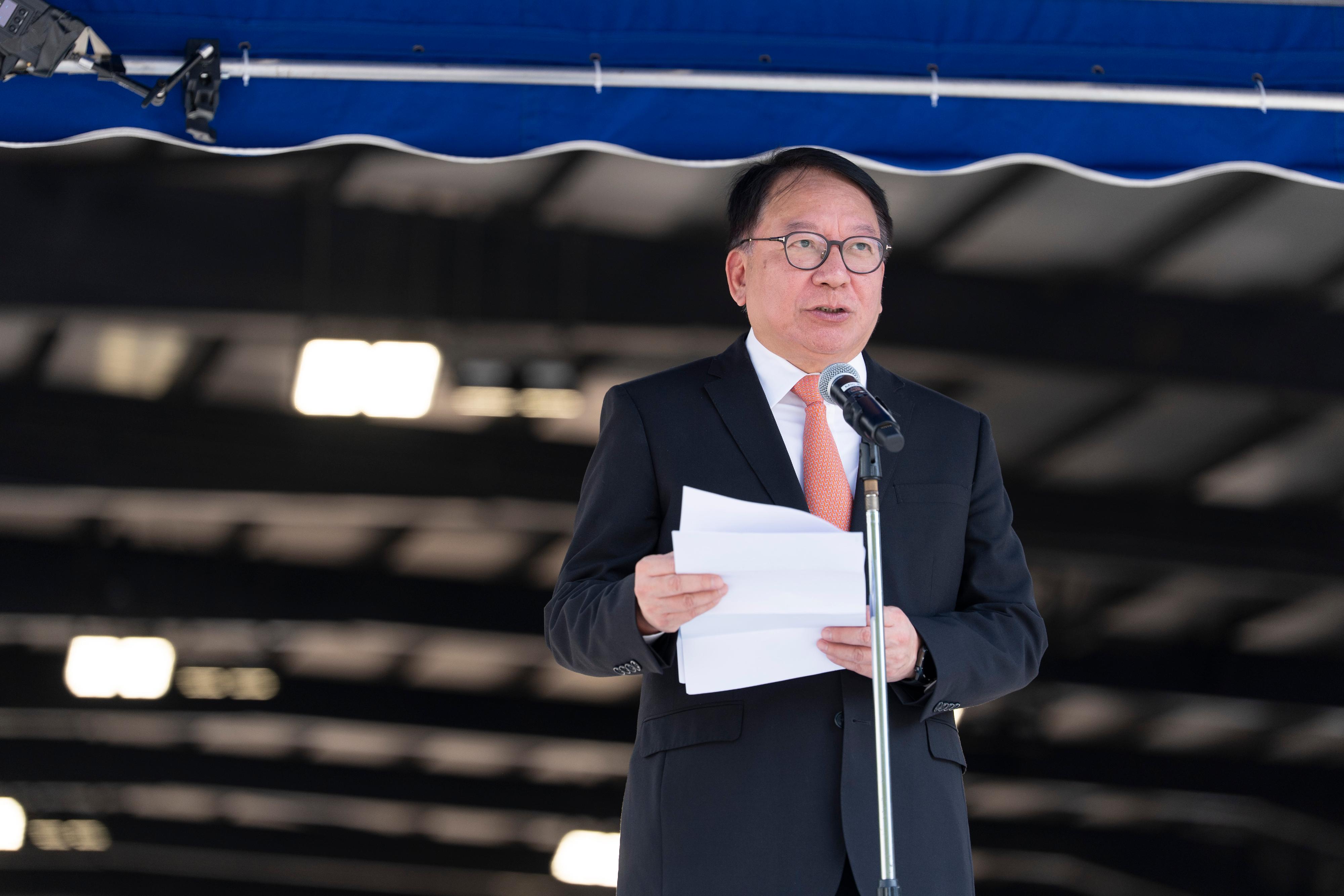 政務司司長陳國基今日（九月六日）在香港警察學院結業會操中致辭。