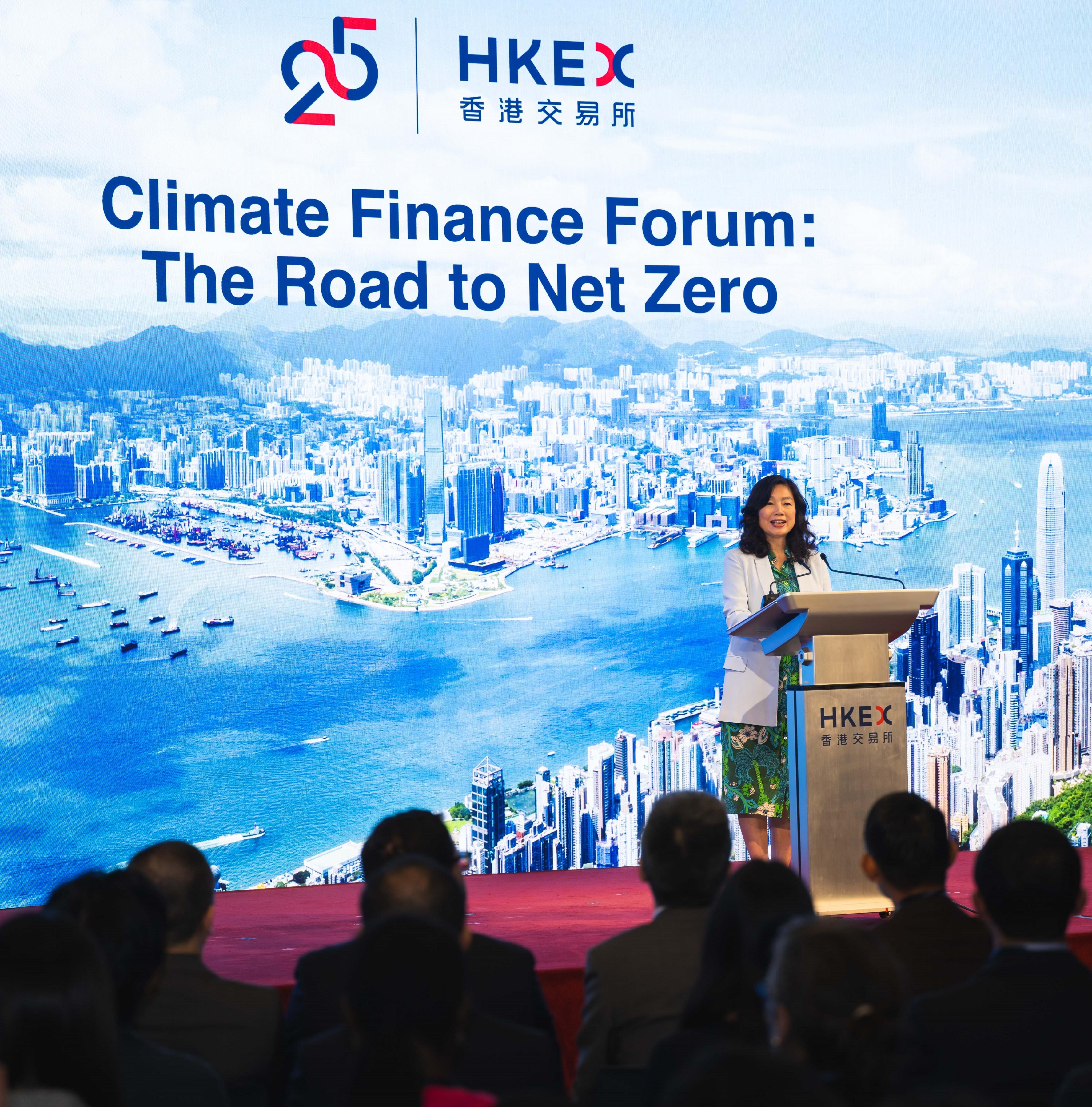 The Permanent Secretary for Financial Services and the Treasury (Financial Services), Ms Salina Yan, delivered a keynote speech at the Climate Finance Forum: The Road to Net Zero today (September 10).