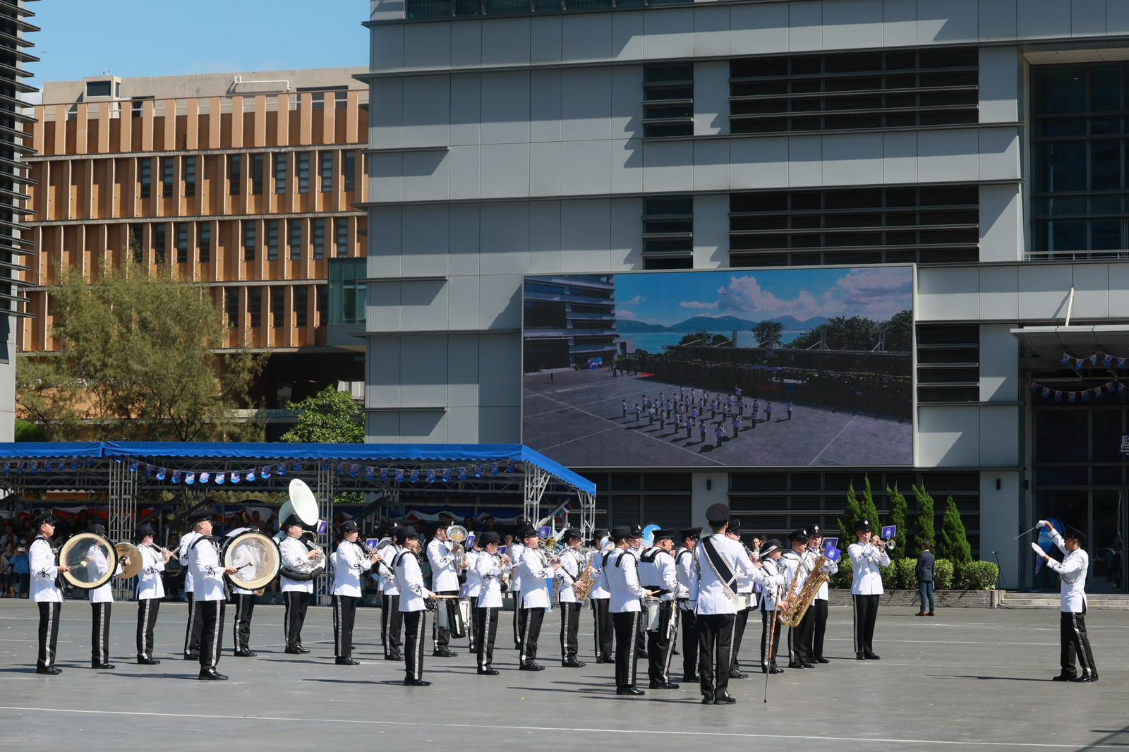 The Immigration Band performs at the Immigration Service Institute of Training and Development passing-out parade today (September 11).