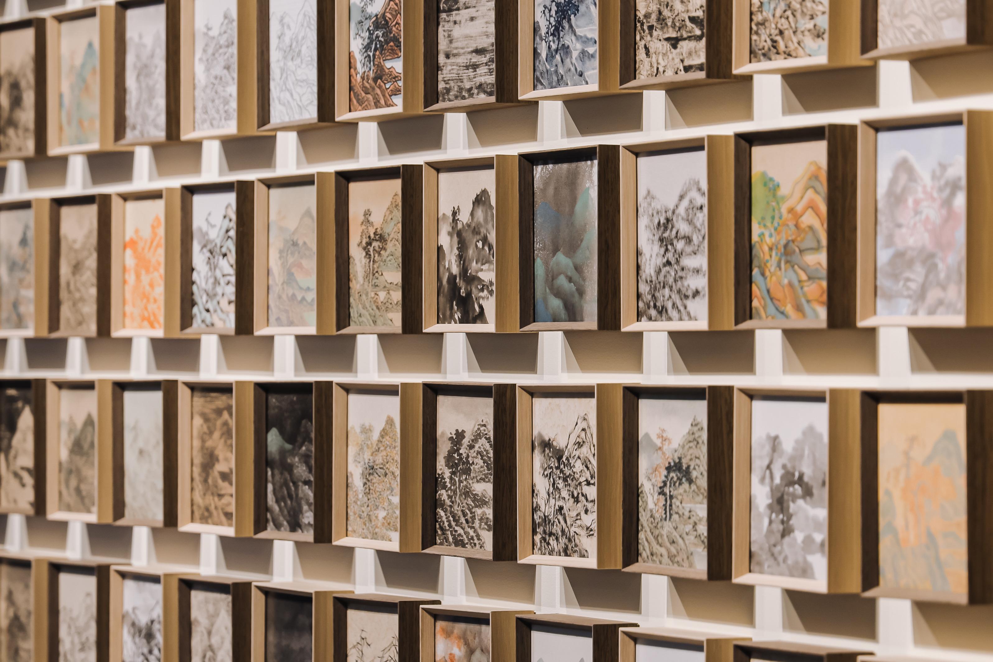 Jointly organised by the Art Promotion Office and the Shenzhen Fringe Art Center, the third exhibition "Strata and Symbiosis" of the "Ink Art Ensembles" Exhibition Series in the Greater Bay Area is on display from today (September 12) to October 26 at chi K11 art space in Guangzhou. Photo shows Hong Kong artist Ross Yau's artwork "Beyond the Echoes".