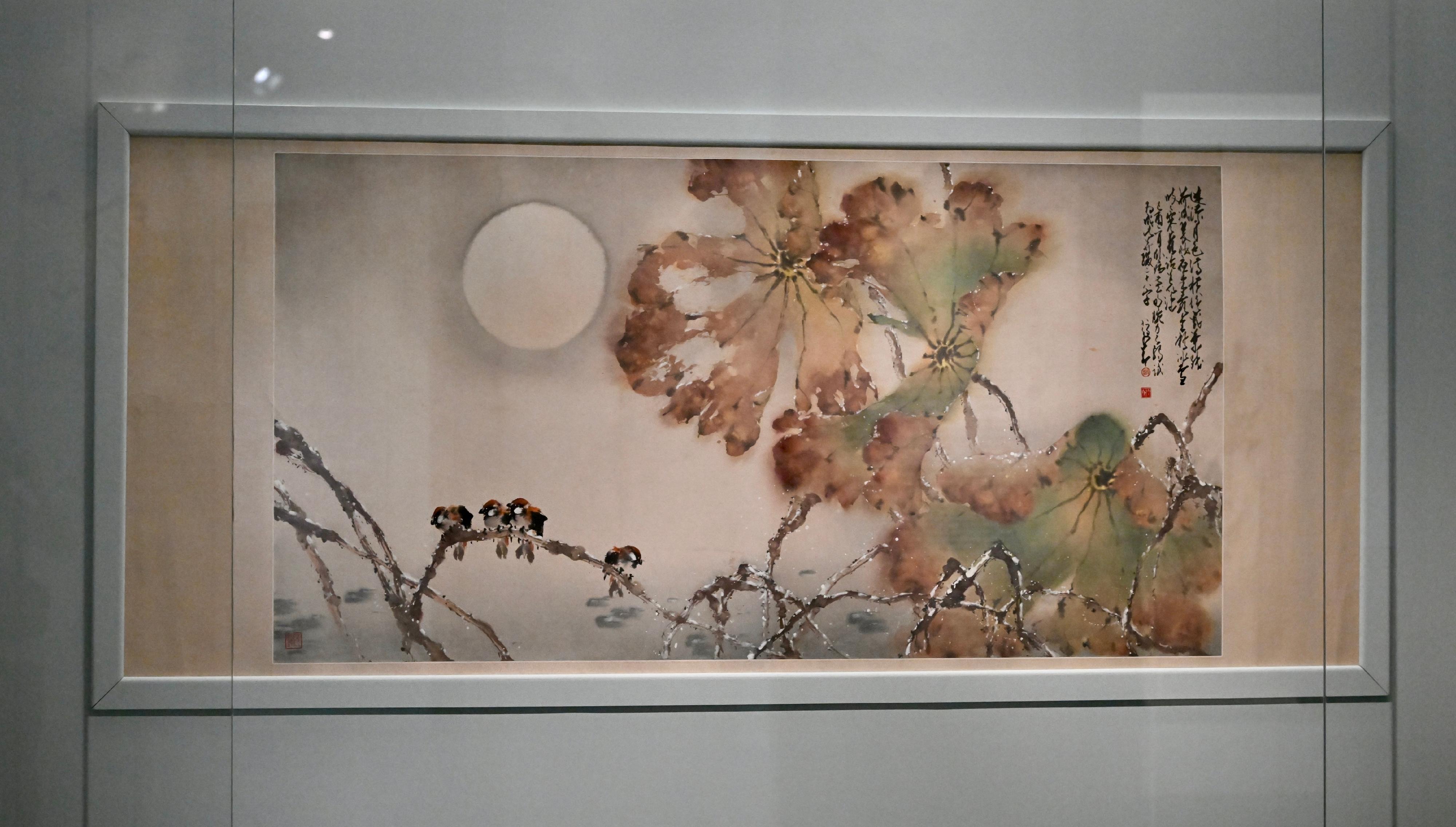 「嶺南風範：趙少昂誕辰一百二十周年紀念展」開幕典禮今日（九月十六日）在香港文化博物館舉行。圖示趙少昂教授作品《迷濛月色滿橫塘》，盡顯其精於營造意境的功力。