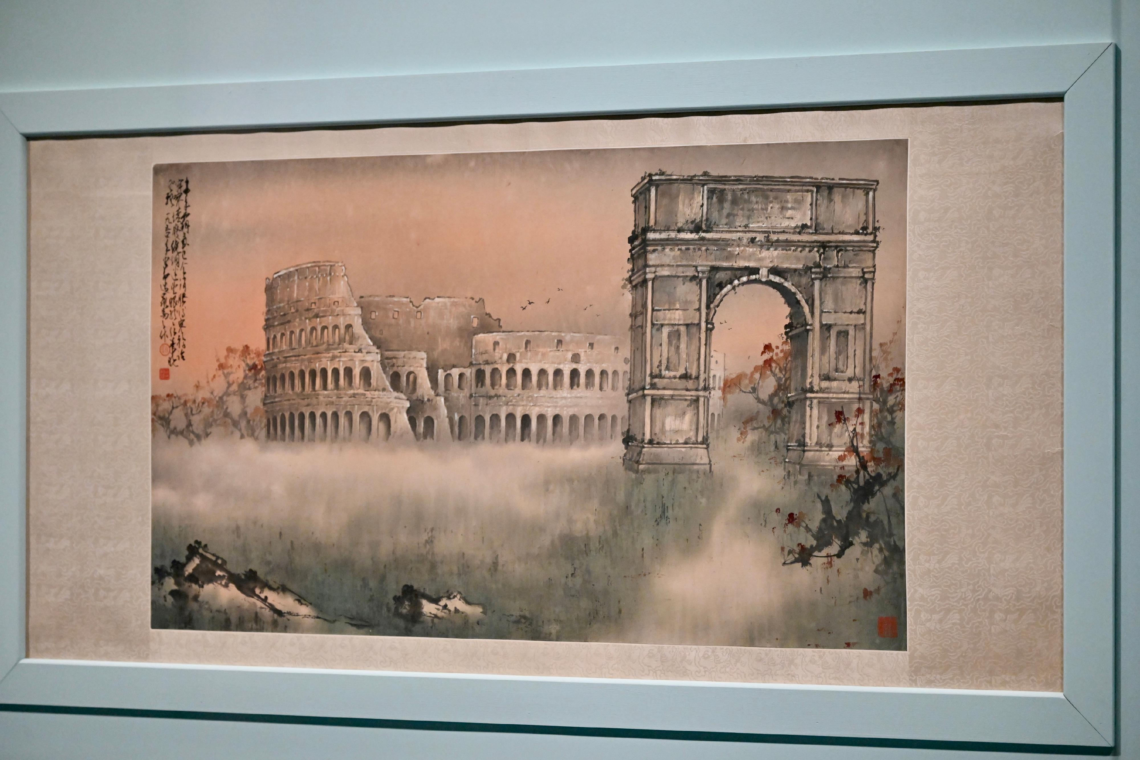 The opening ceremony of the exhibition "Legacy of Lingnan School of Painting: In Commemoration of the 120th Anniversary of the Birth of Chao Shao-an" was held today (September 16) at the Hong Kong Heritage Museum. Photo shows Professor Chao Shao-an's artwork "Ruins", depicting his footprints from his life of travel.