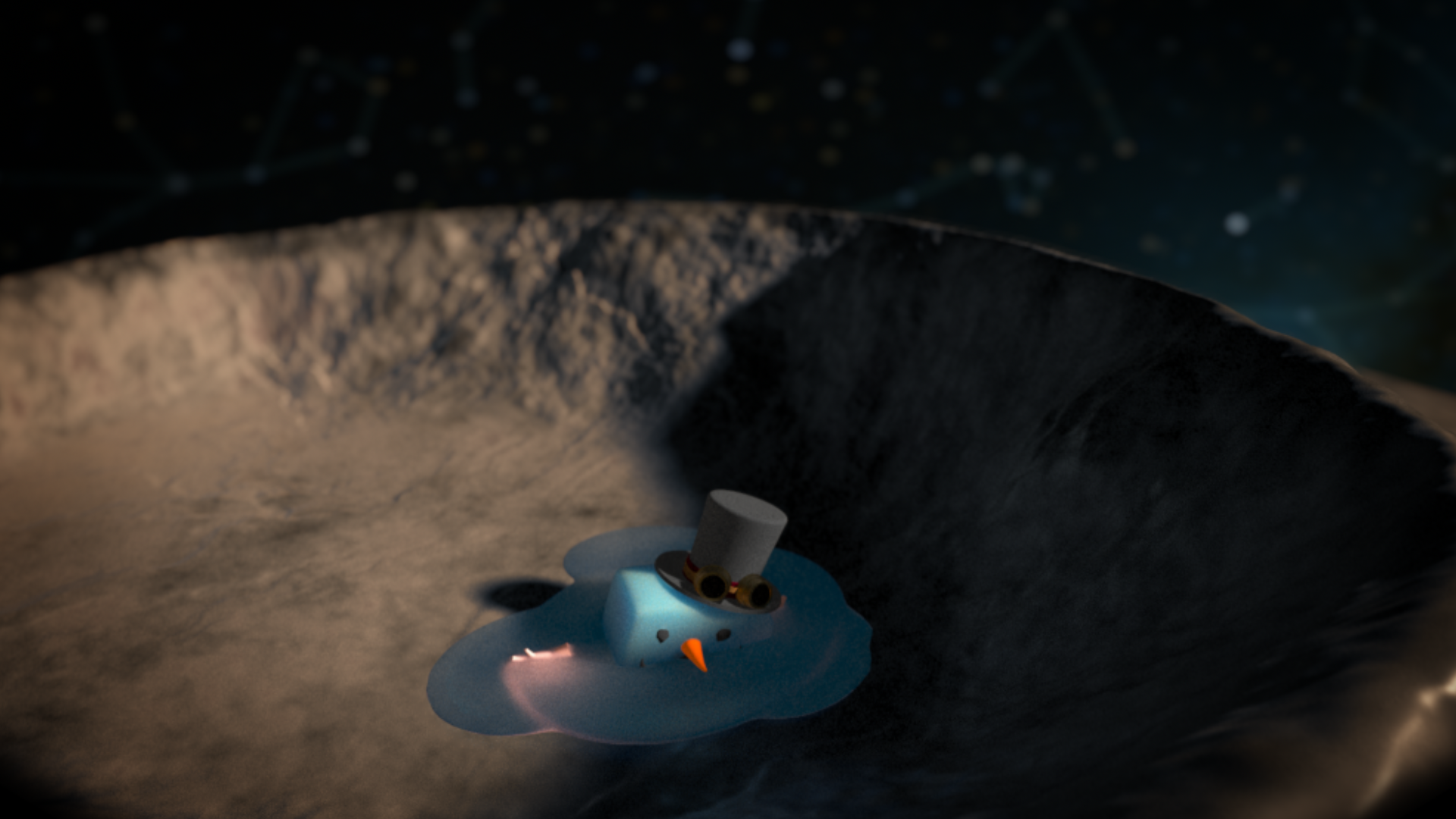 香港太空館天象廳明日（十月十五日）起放映全新立體球幕電影《太陽系大冒險3D》，帶領觀眾認識各大行星，以及太陽的威力。圖示擁有太陽系內最極端日夜溫差的水星。在陰影區域，溫度極低，隕石坑內的水冰得以保存；但如果接觸到陽光，便會瞬間汽化消失。