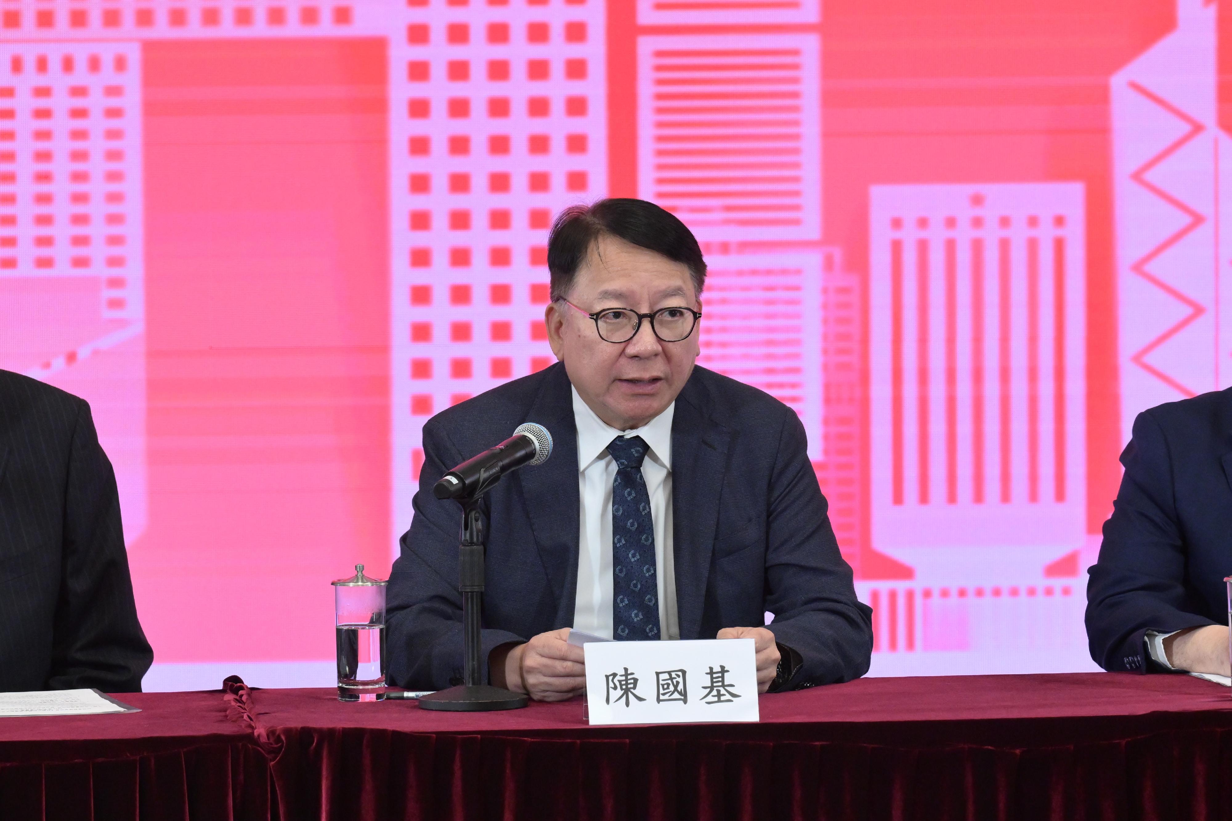 政務司司長陳國基今日(十月十六日)在「行政立法同心治港創未來」研討會致辭。