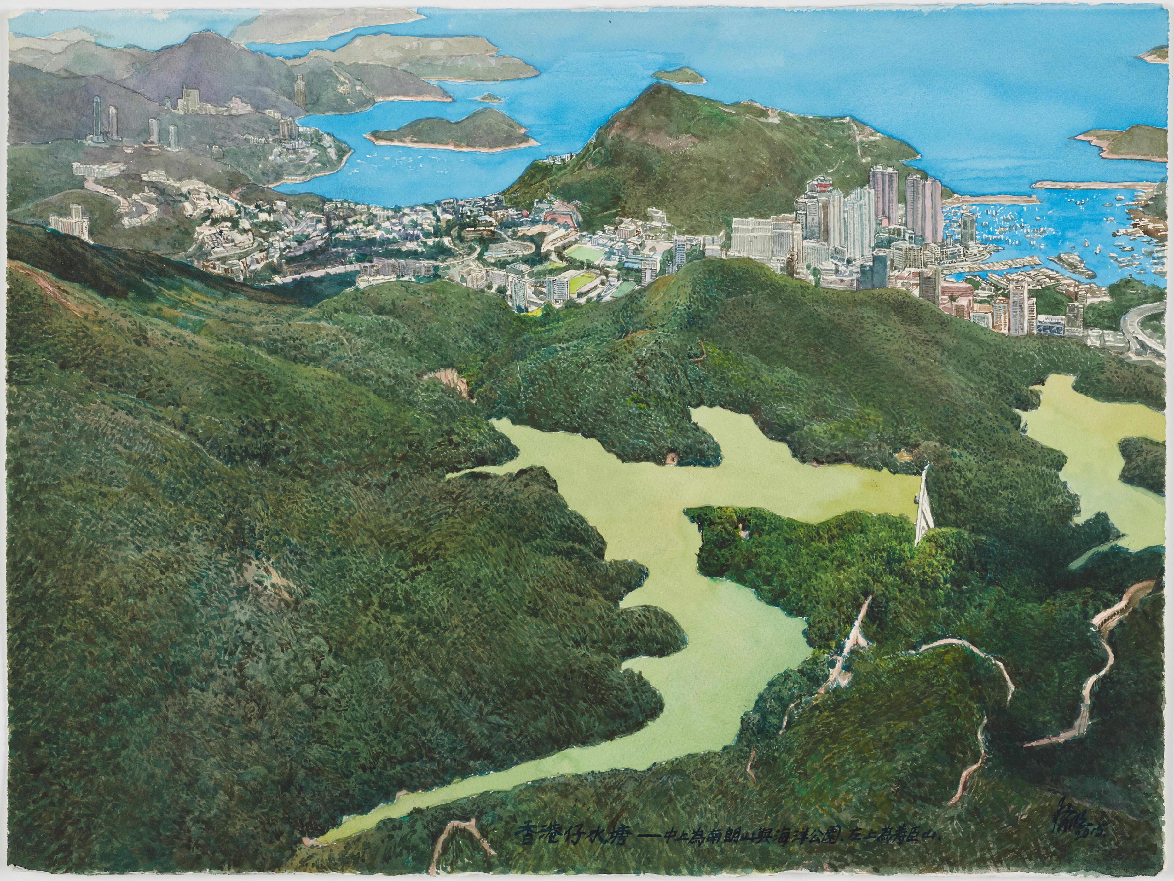 香港藝術館獲藝術家江啟明捐贈100幅作品作永久館藏,圖示江啟明水彩作品《香港仔水塘》。