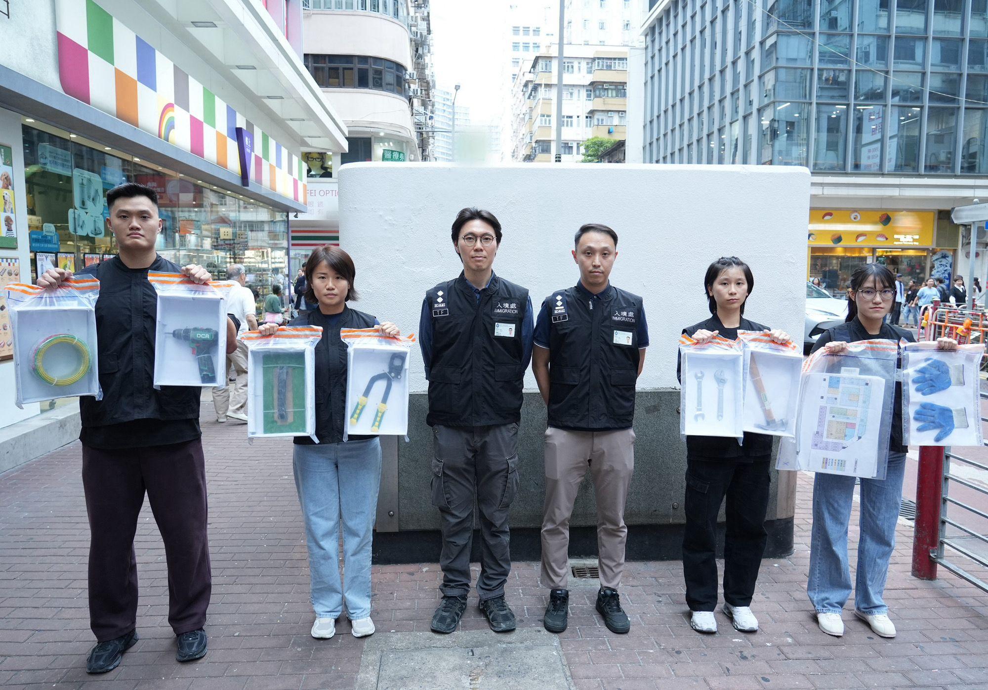 The Immigration Department mounted a series of territory-wide anti-illegal worker operations codenamed "Contribute" and "Rally", for eight consecutive days from October 27 to today (November 3). Photo shows evidence seized during the operations.