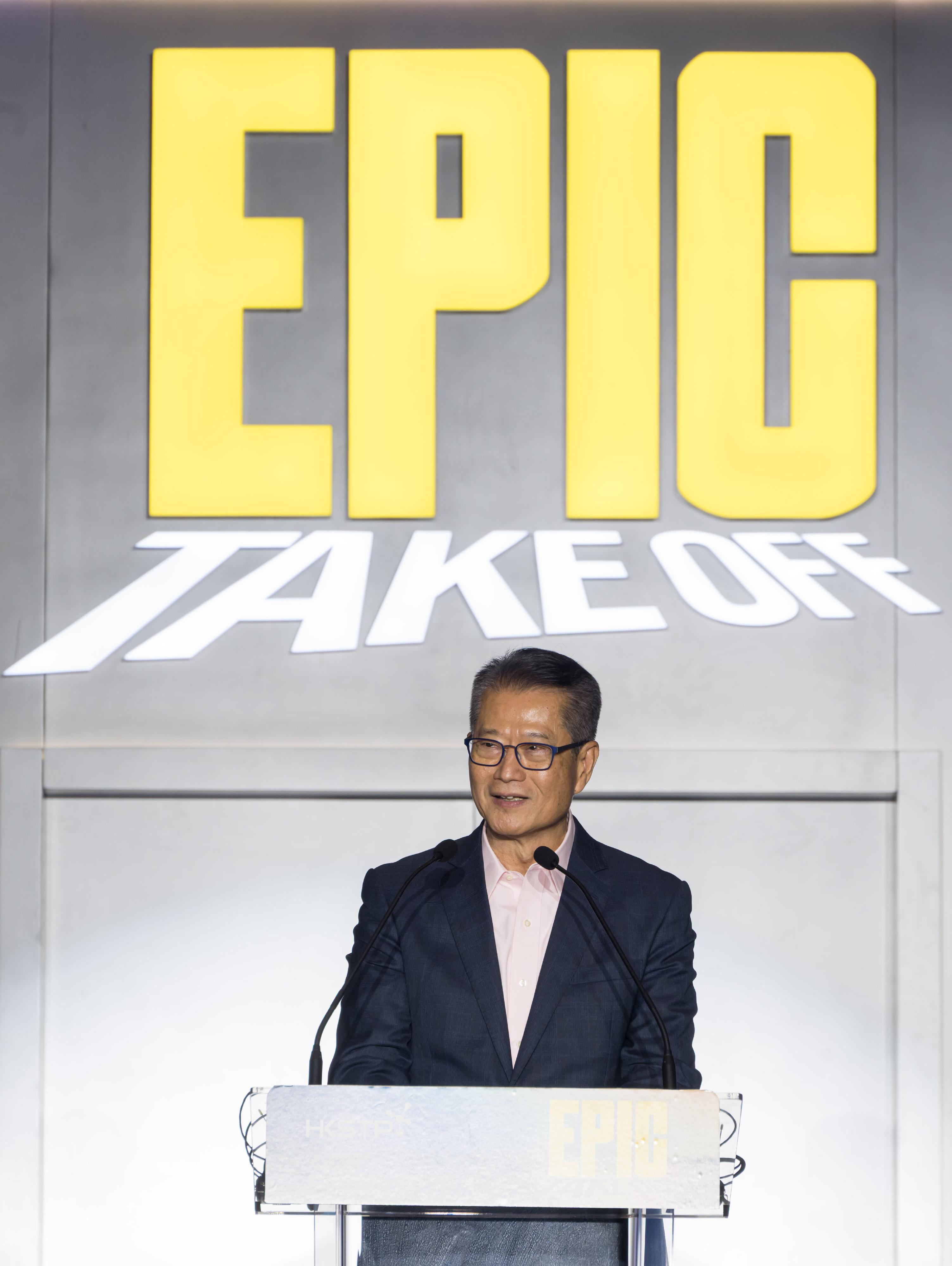 The Financial Secretary, Mr Paul Chan, speaks at the Elevator Pitch International Competition 2025 today (November 7).